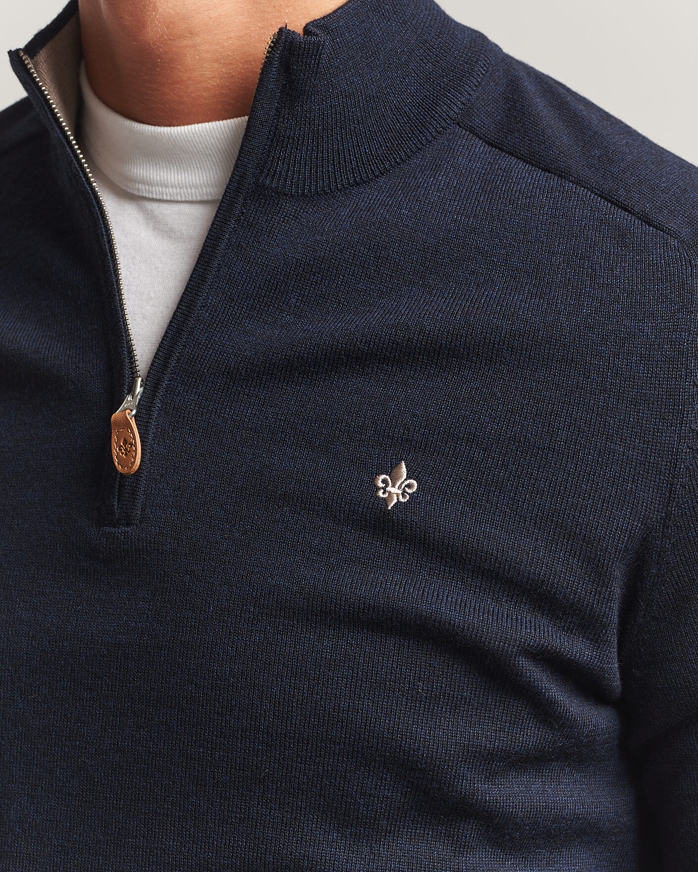 Heren | Truien | Morris | John Merino Half Zip Navy