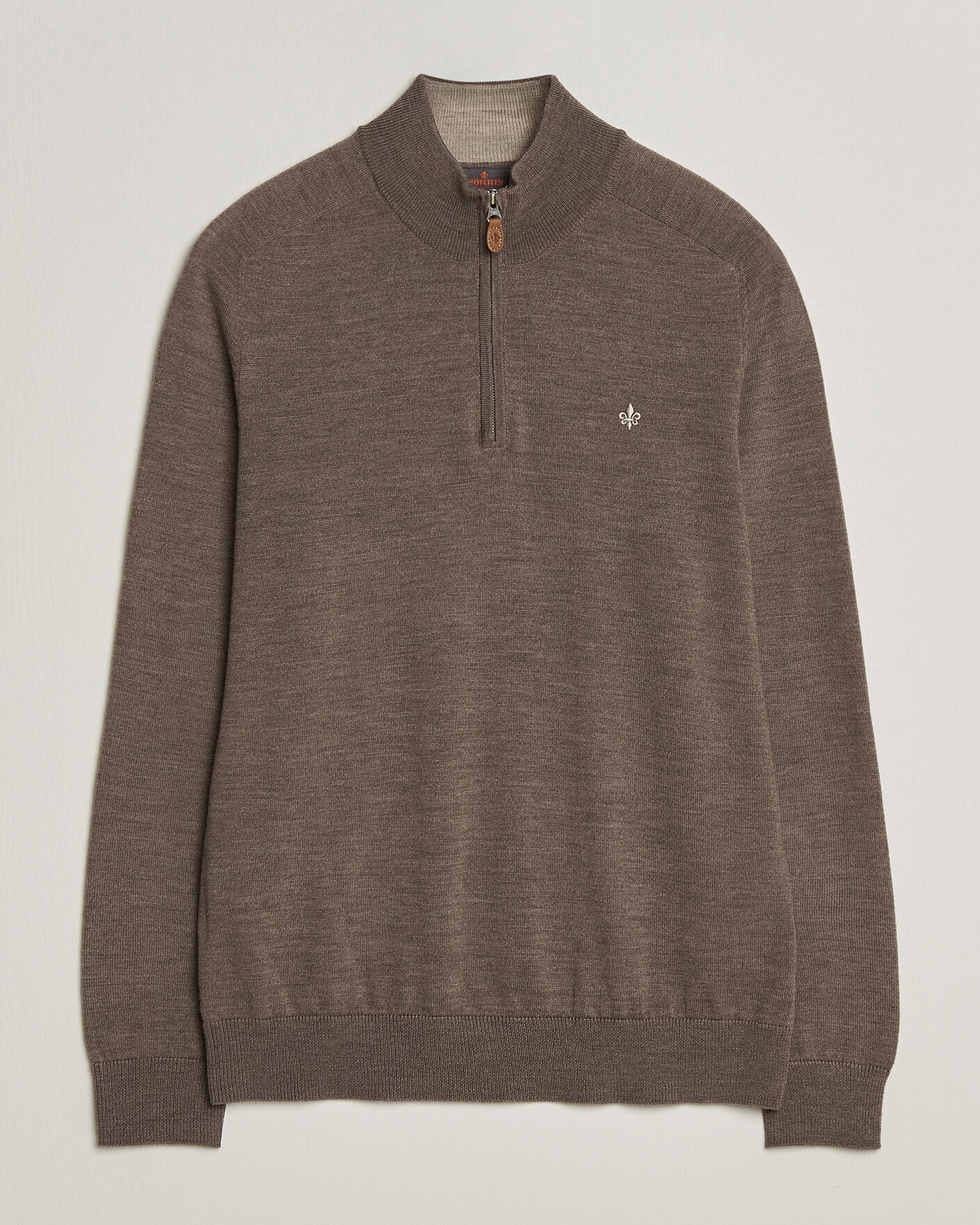 Heren | Truien | Morris | John Merino Half Zip Brown