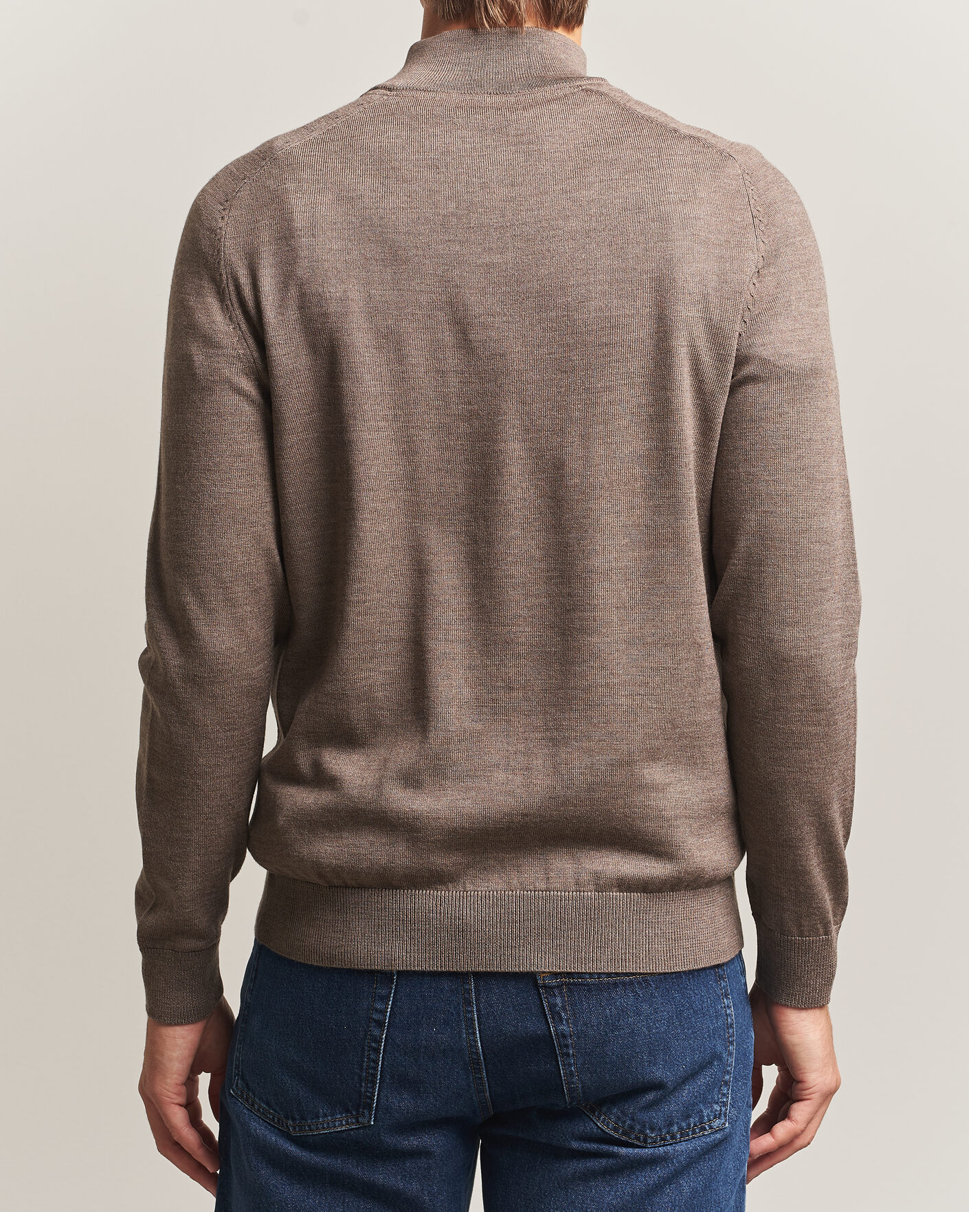 Heren | Truien | Morris | John Merino Half Zip Brown