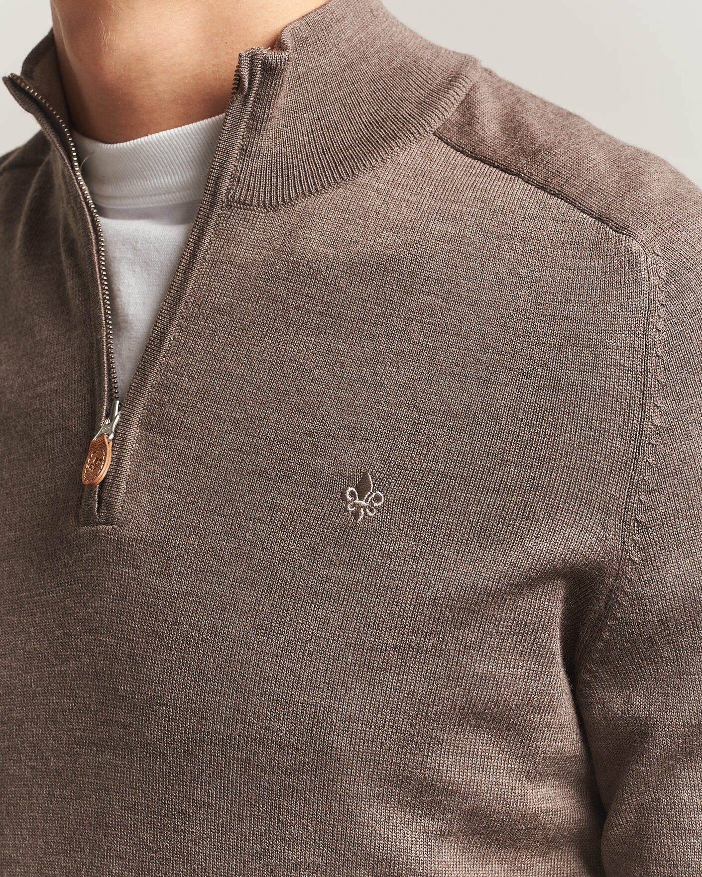 Heren | Truien | Morris | John Merino Half Zip Brown