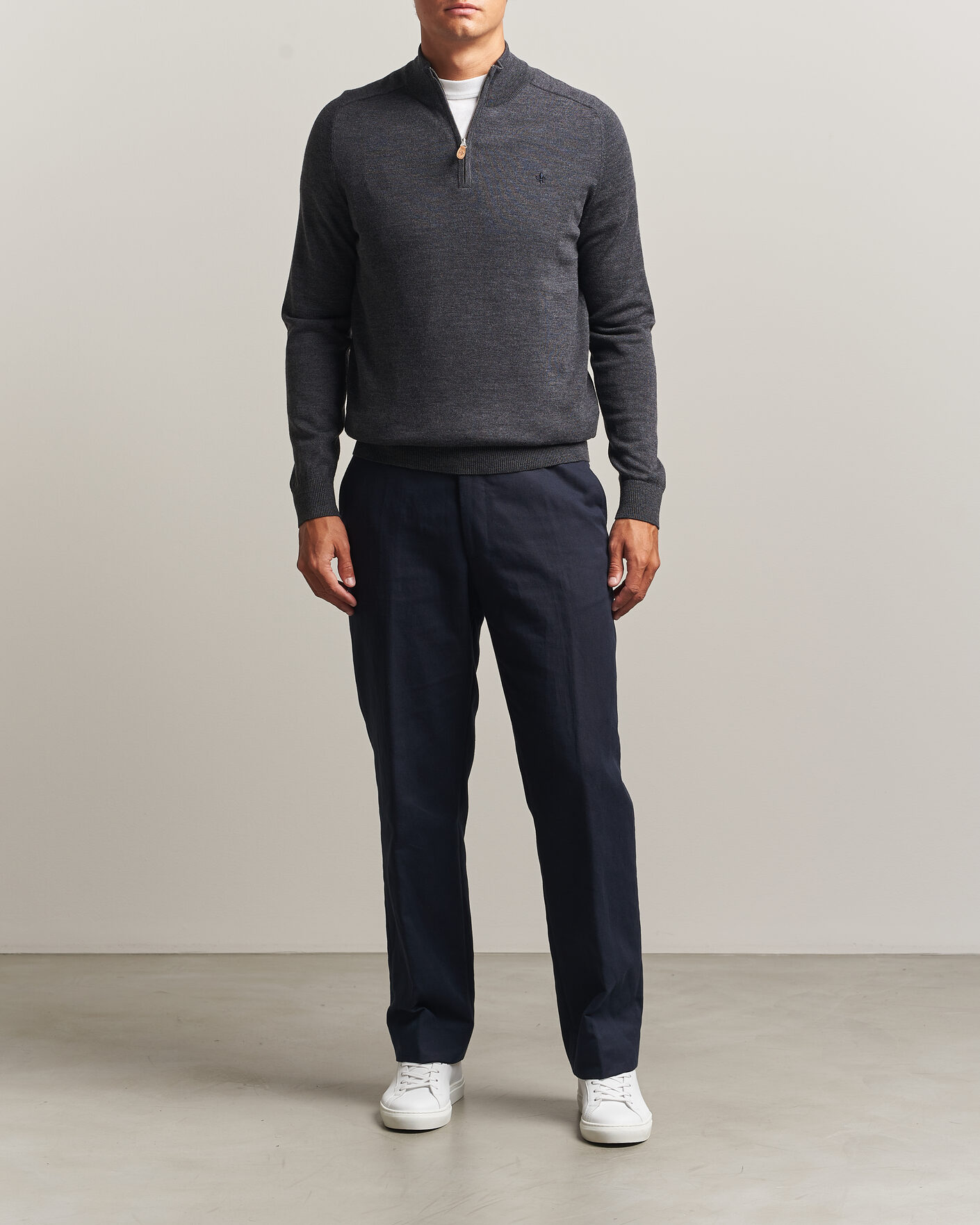 Heren | Truien | Morris | John Merino Half Zip Grey