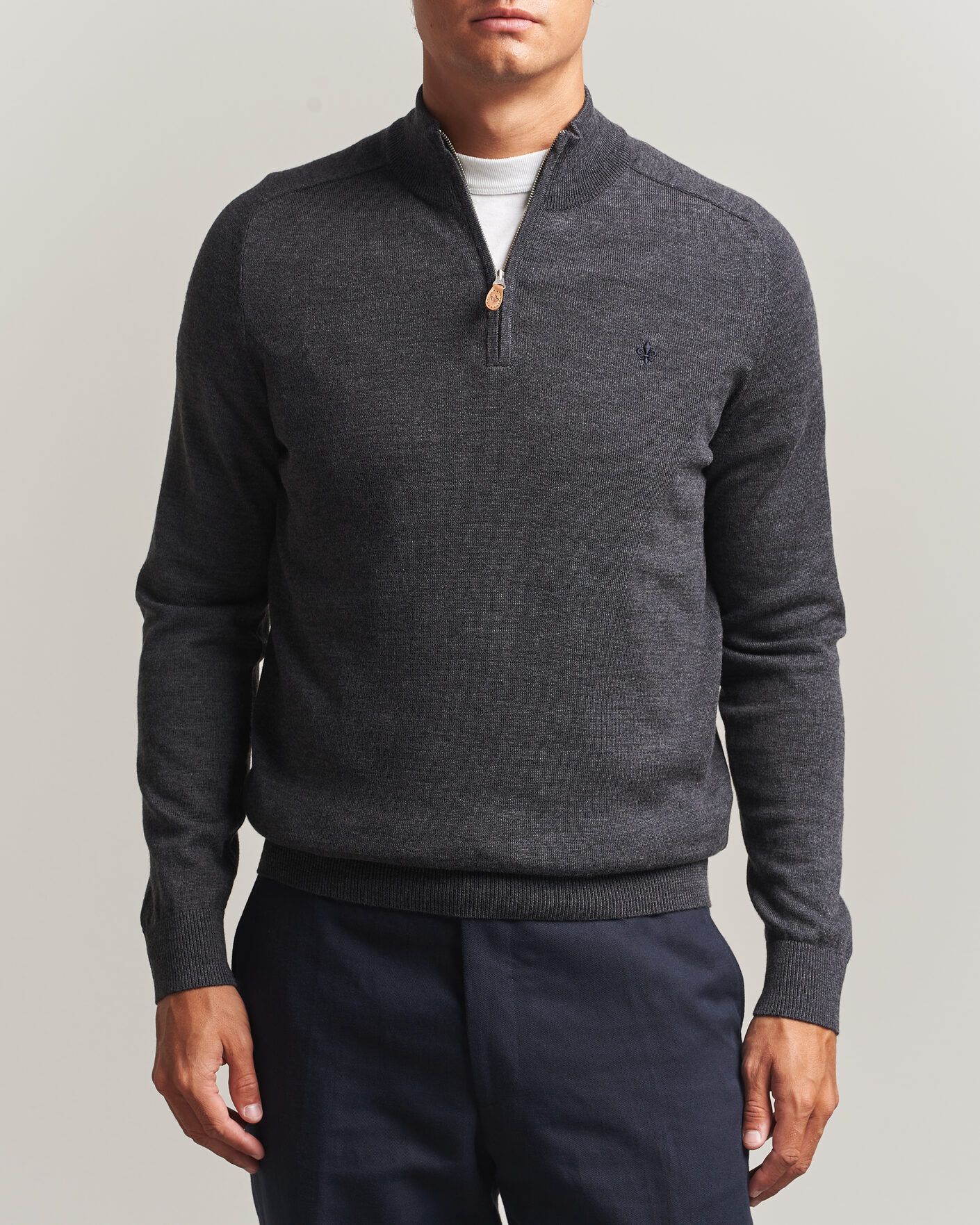 Heren | Truien | Morris | John Merino Half Zip Grey