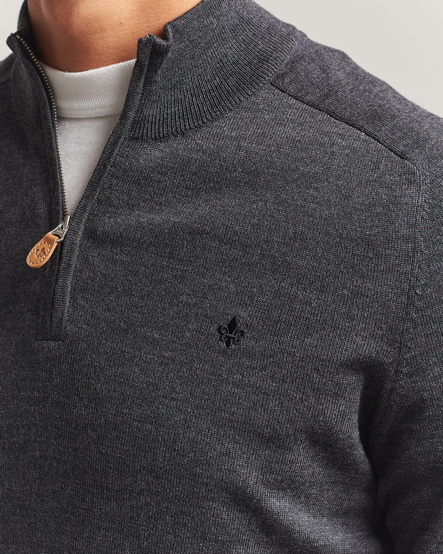 Heren | Truien | Morris | John Merino Half Zip Grey
