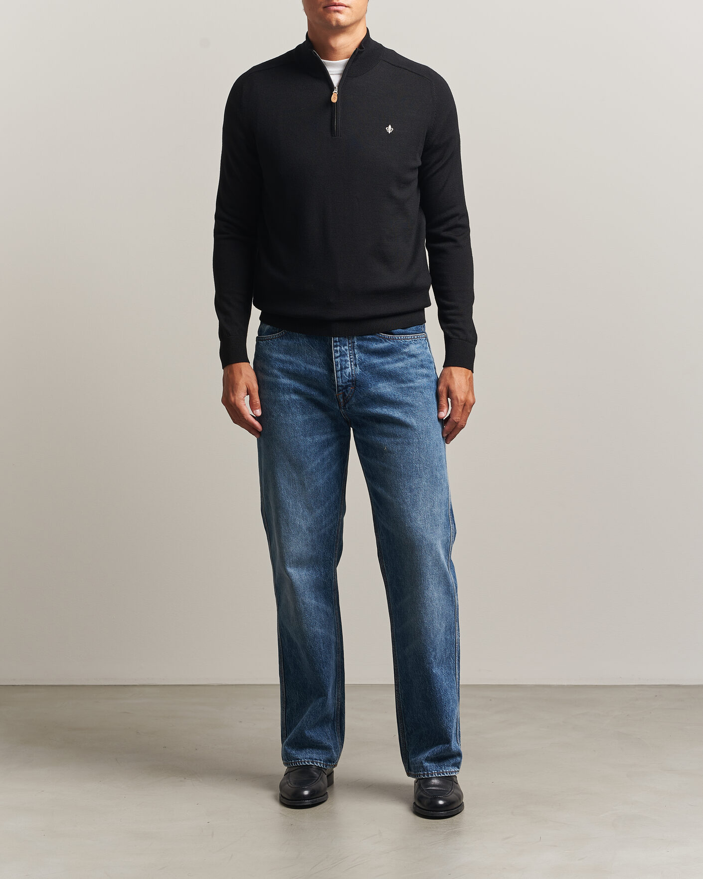 Heren | Truien | Morris | John Merino Half Zip Black