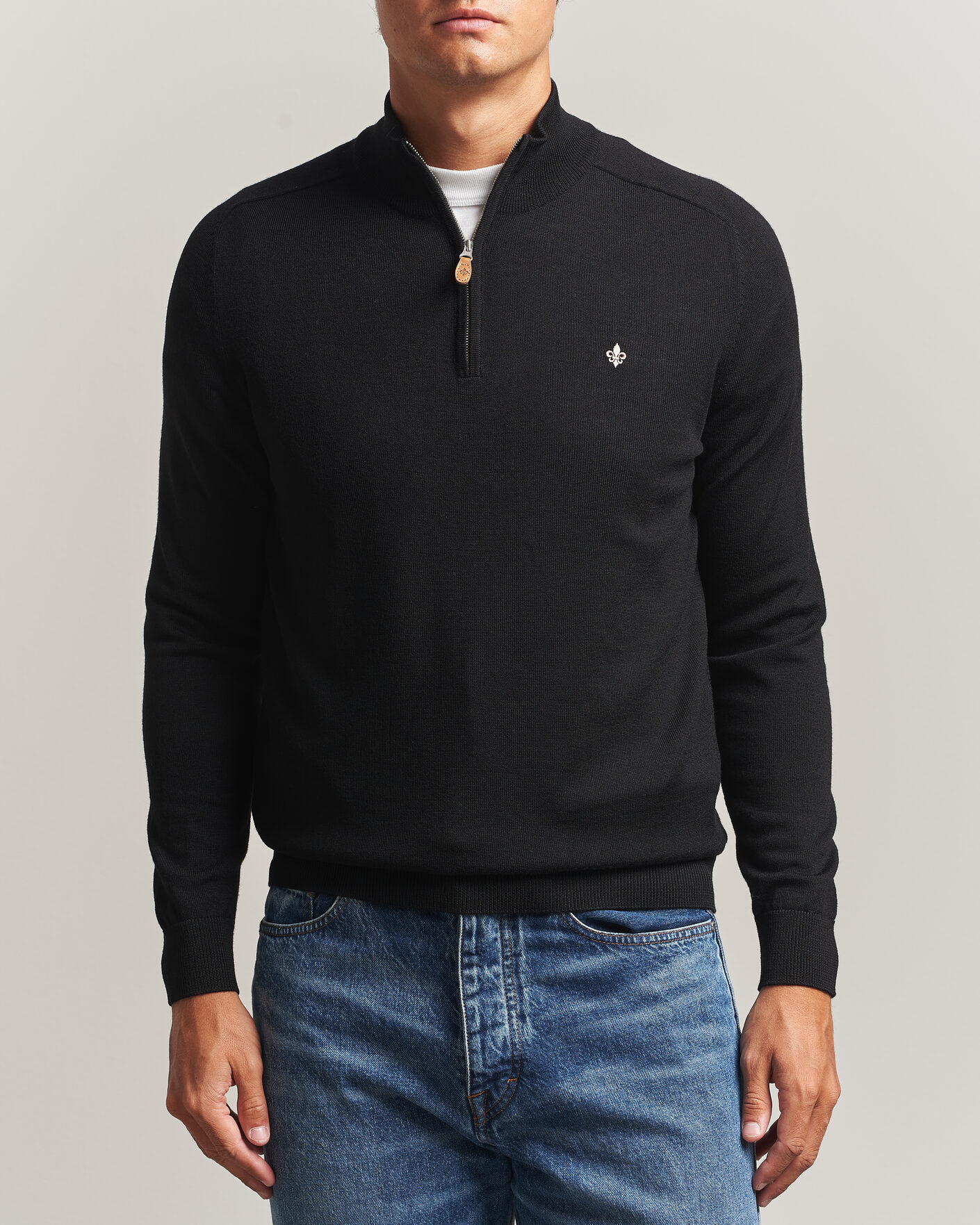Heren | Truien | Morris | John Merino Half Zip Black