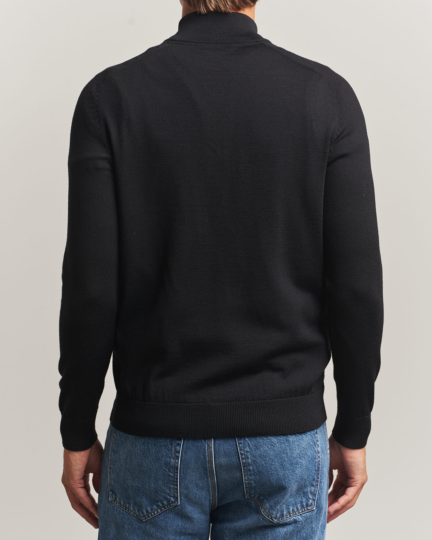 Heren | Truien | Morris | John Merino Half Zip Black