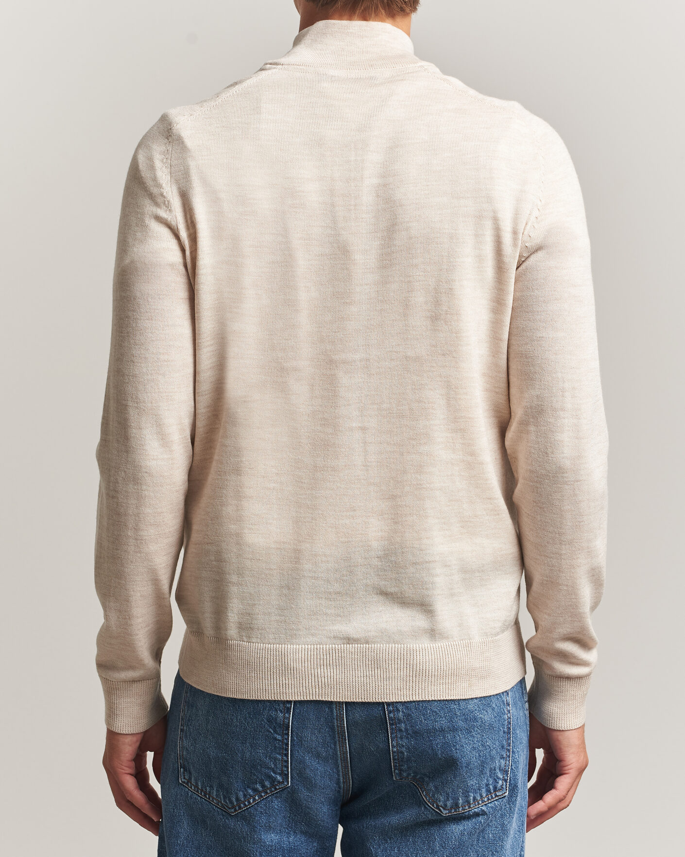 Heren | Truien | Morris | John Merino Half Zip Off White