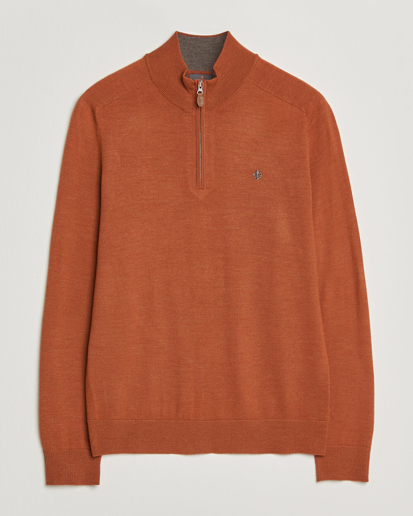 Heren | Truien | Morris | John Merino Half Zip Orange