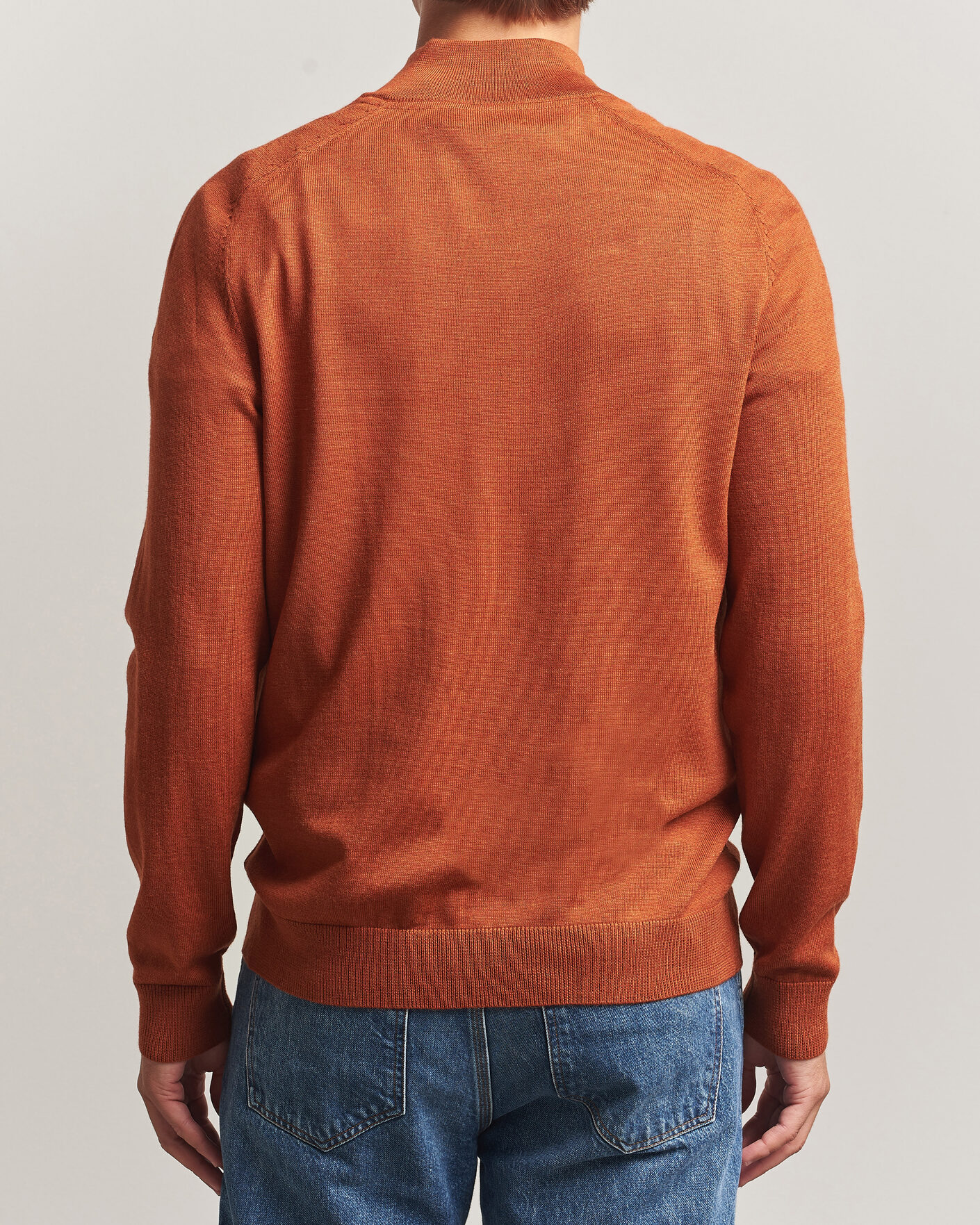 Heren | Truien | Morris | John Merino Half Zip Orange