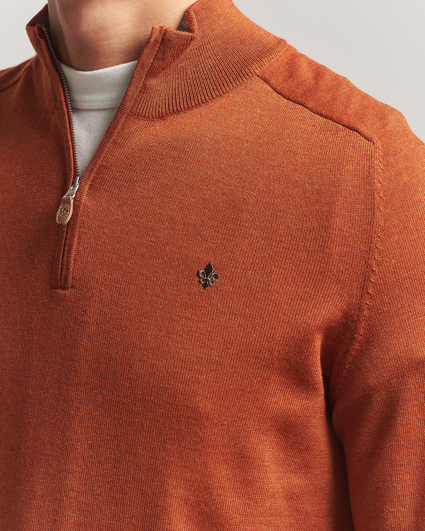 Heren | Truien | Morris | John Merino Half Zip Orange