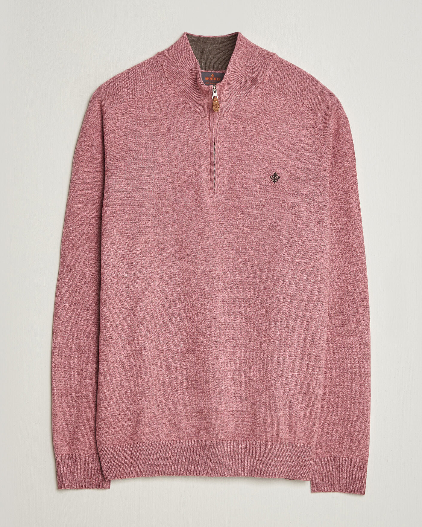 Heren | Truien | Morris | John Merino Half Zip Cerise