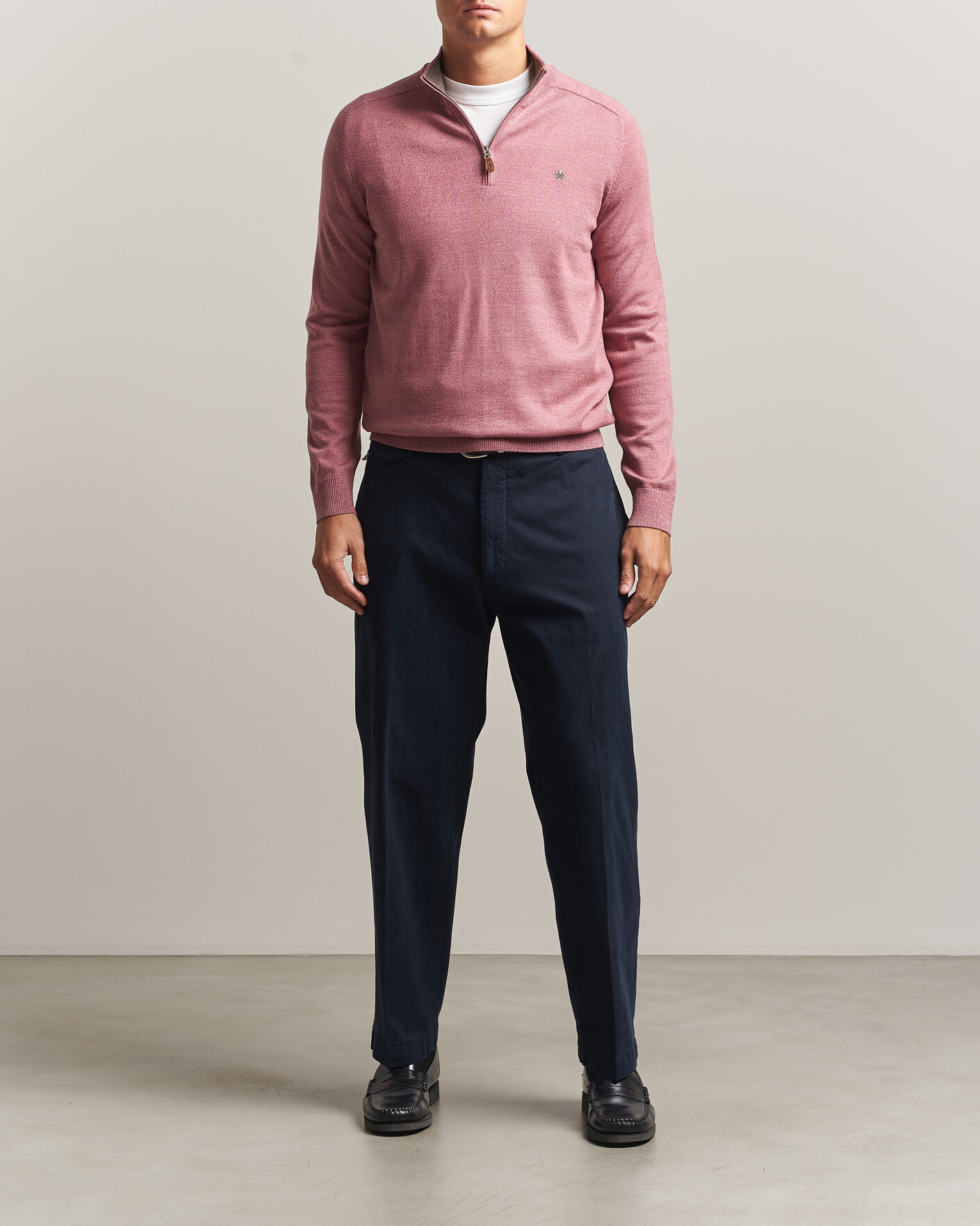 Heren | Truien | Morris | John Merino Half Zip Cerise