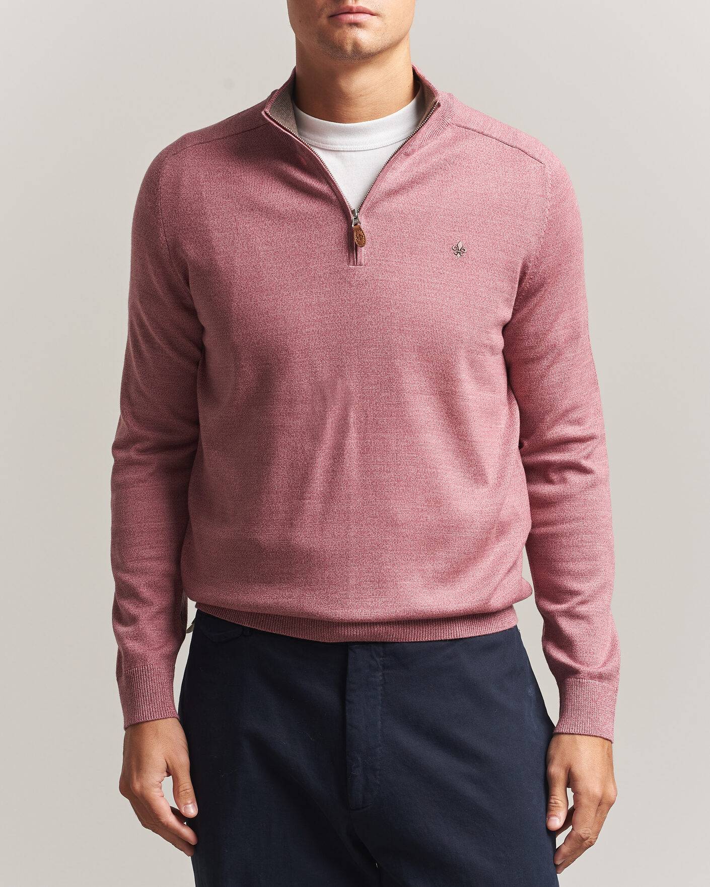 Heren | Truien | Morris | John Merino Half Zip Cerise