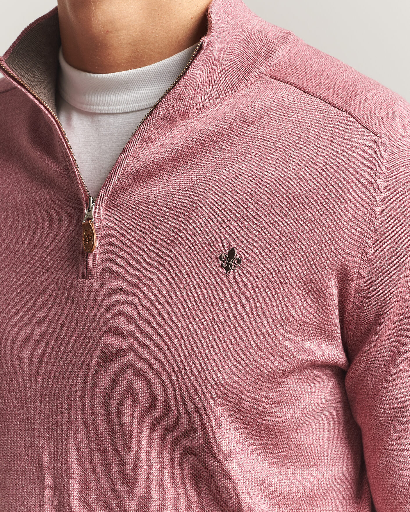 Heren | Truien | Morris | John Merino Half Zip Cerise