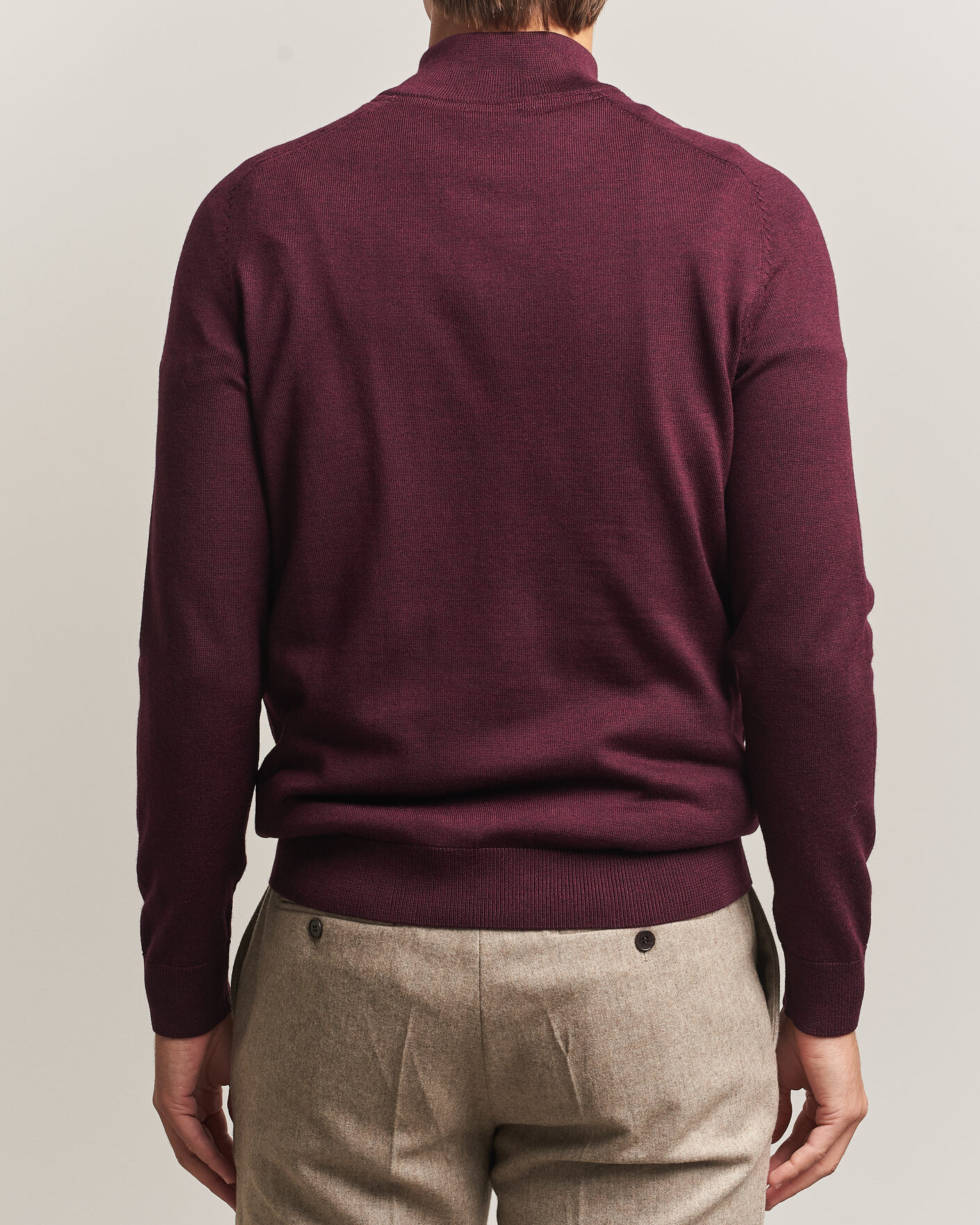 Heren | Truien | Morris | John Merino Half Zip Wine Red