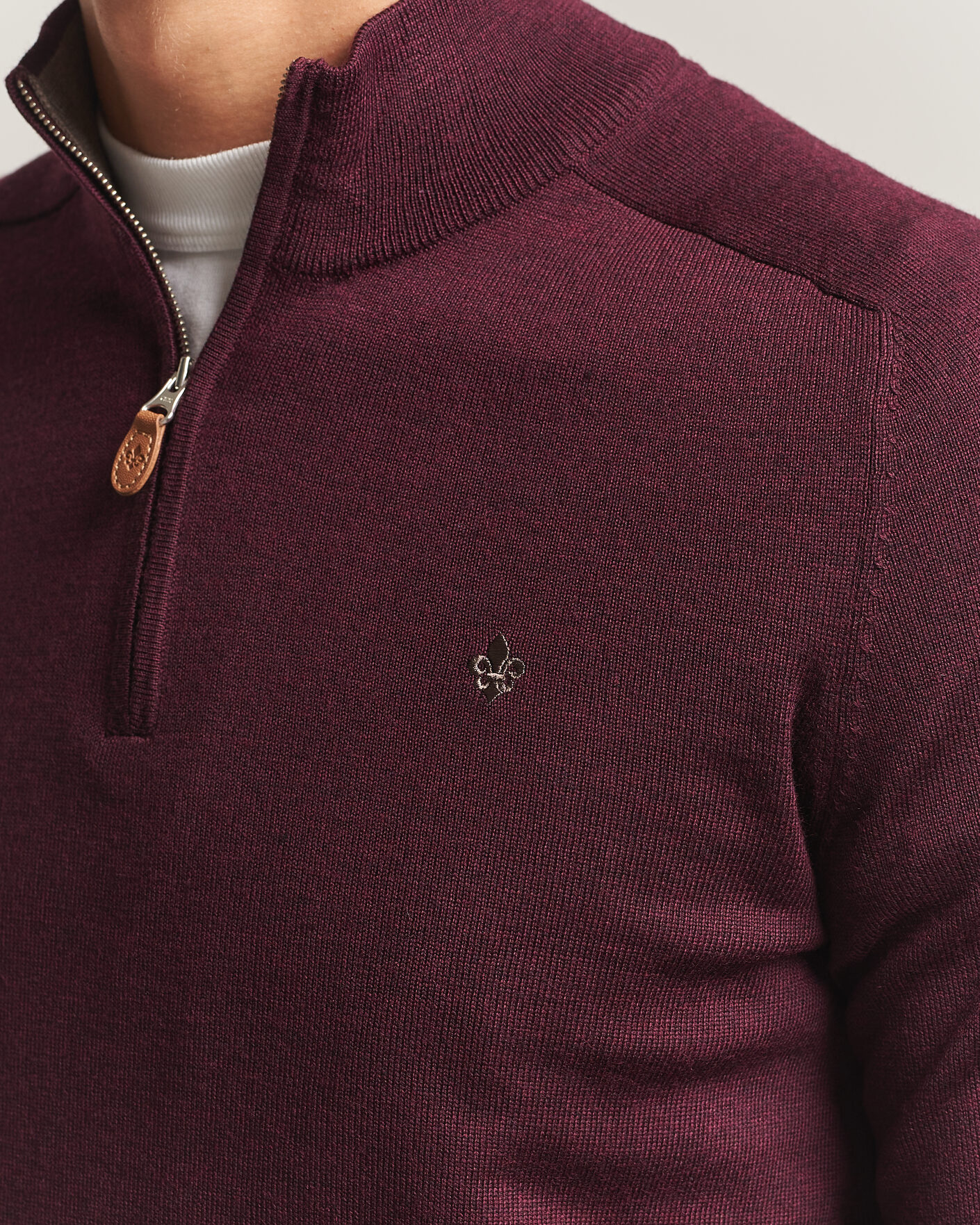 Heren | Truien | Morris | John Merino Half Zip Wine Red