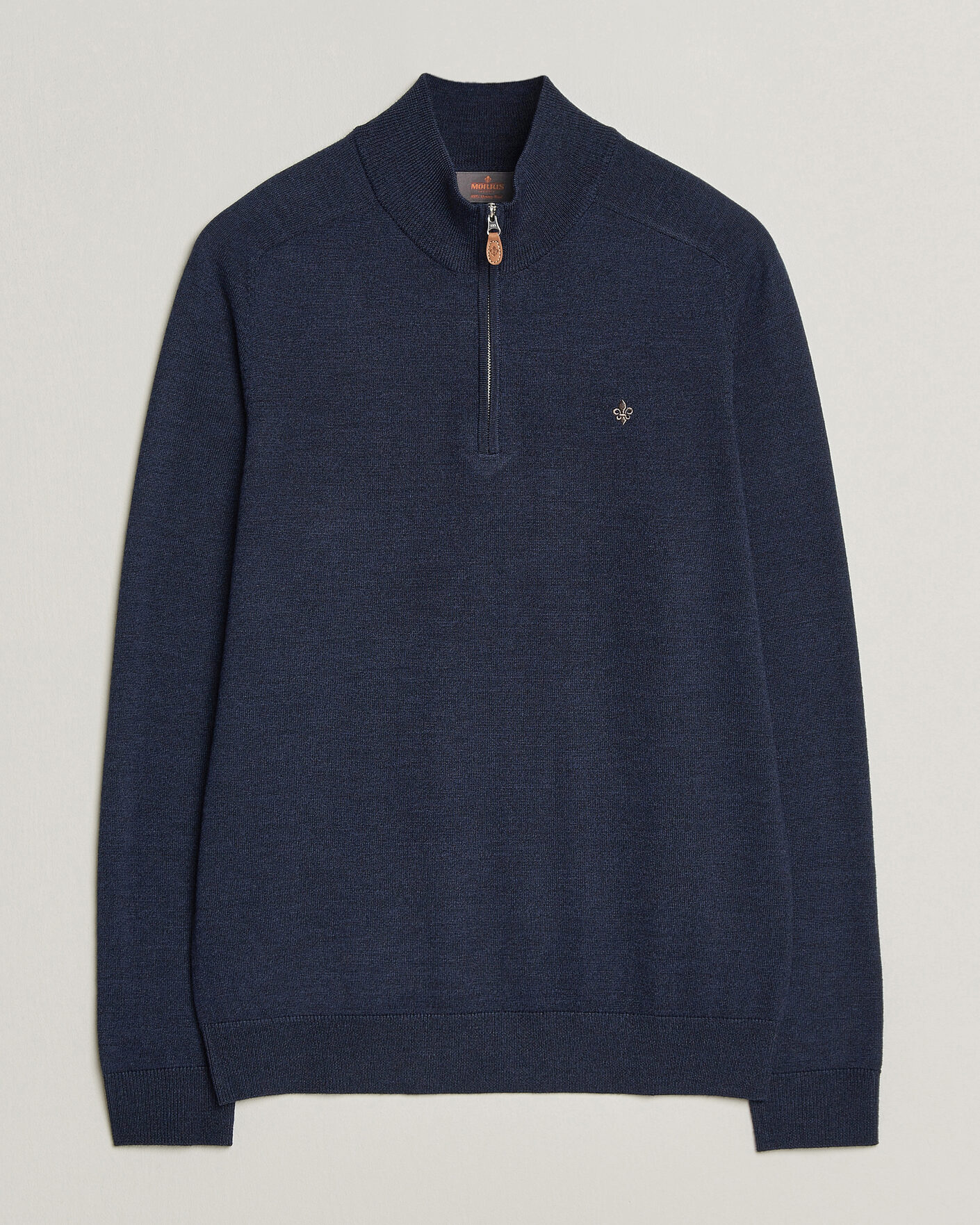 Heren | Truien | Morris | John Merino Half Zip Ocean Blue