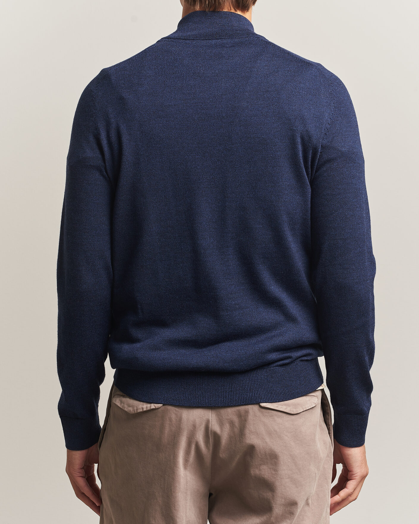 Heren | Truien | Morris | John Merino Half Zip Ocean Blue