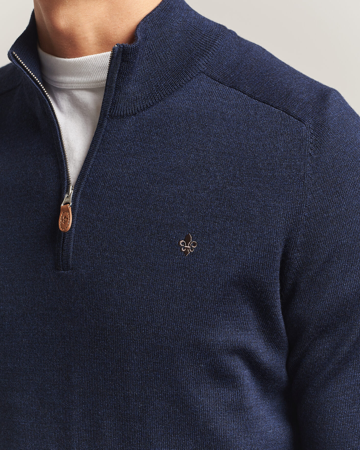 Heren | Truien | Morris | John Merino Half Zip Ocean Blue