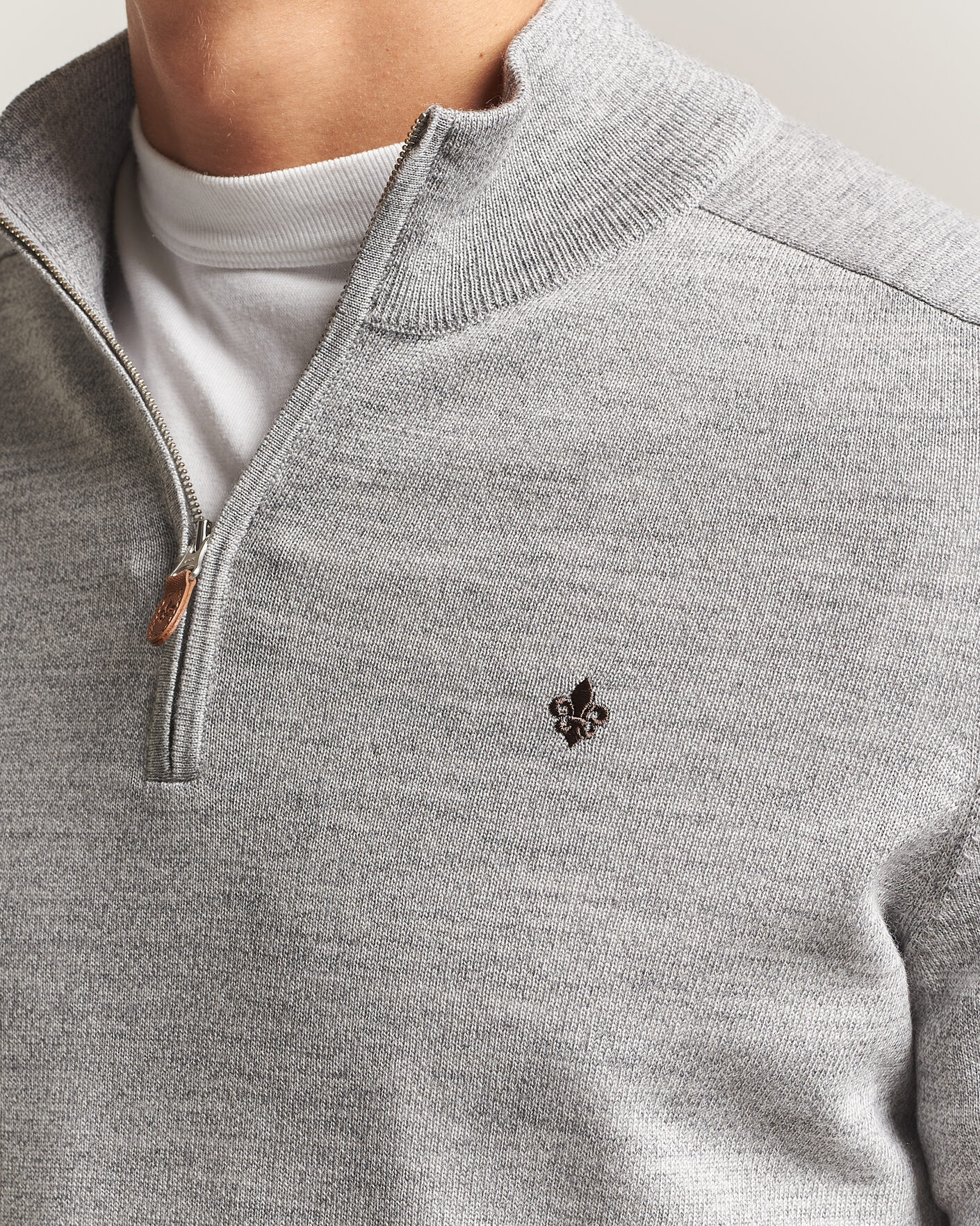 Heren | Truien | Morris | John Merino Half Zip Mid Grey