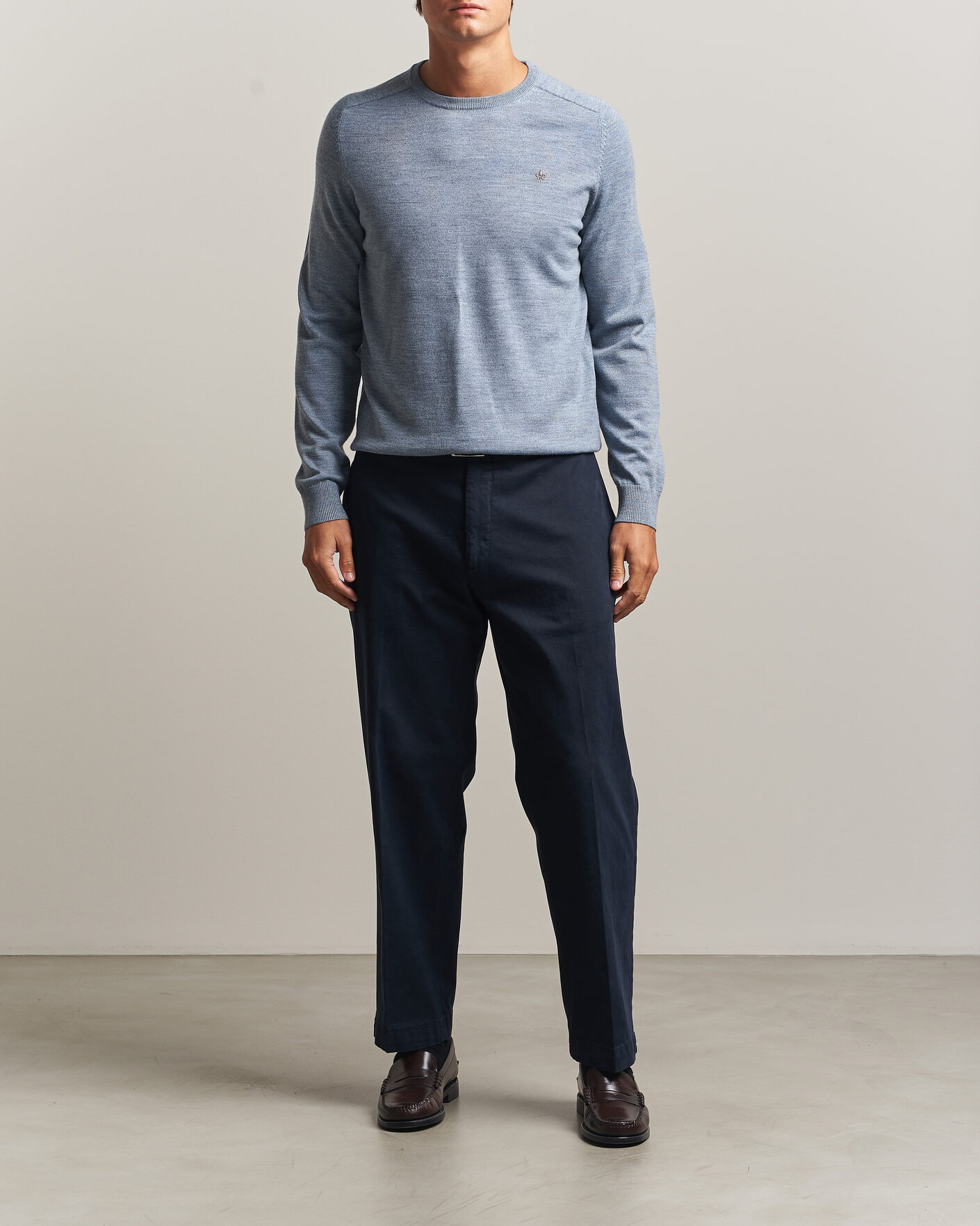 Heren | Truien | Morris | Merino O-Neck Light Blue