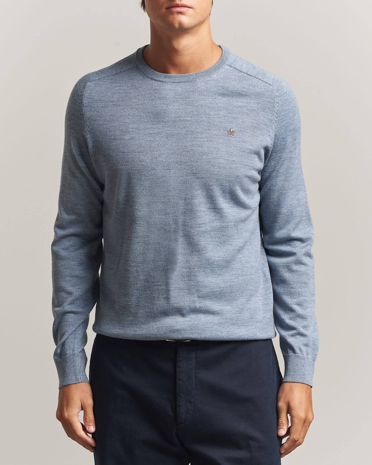 Heren | Truien | Morris | Merino O-Neck Light Blue