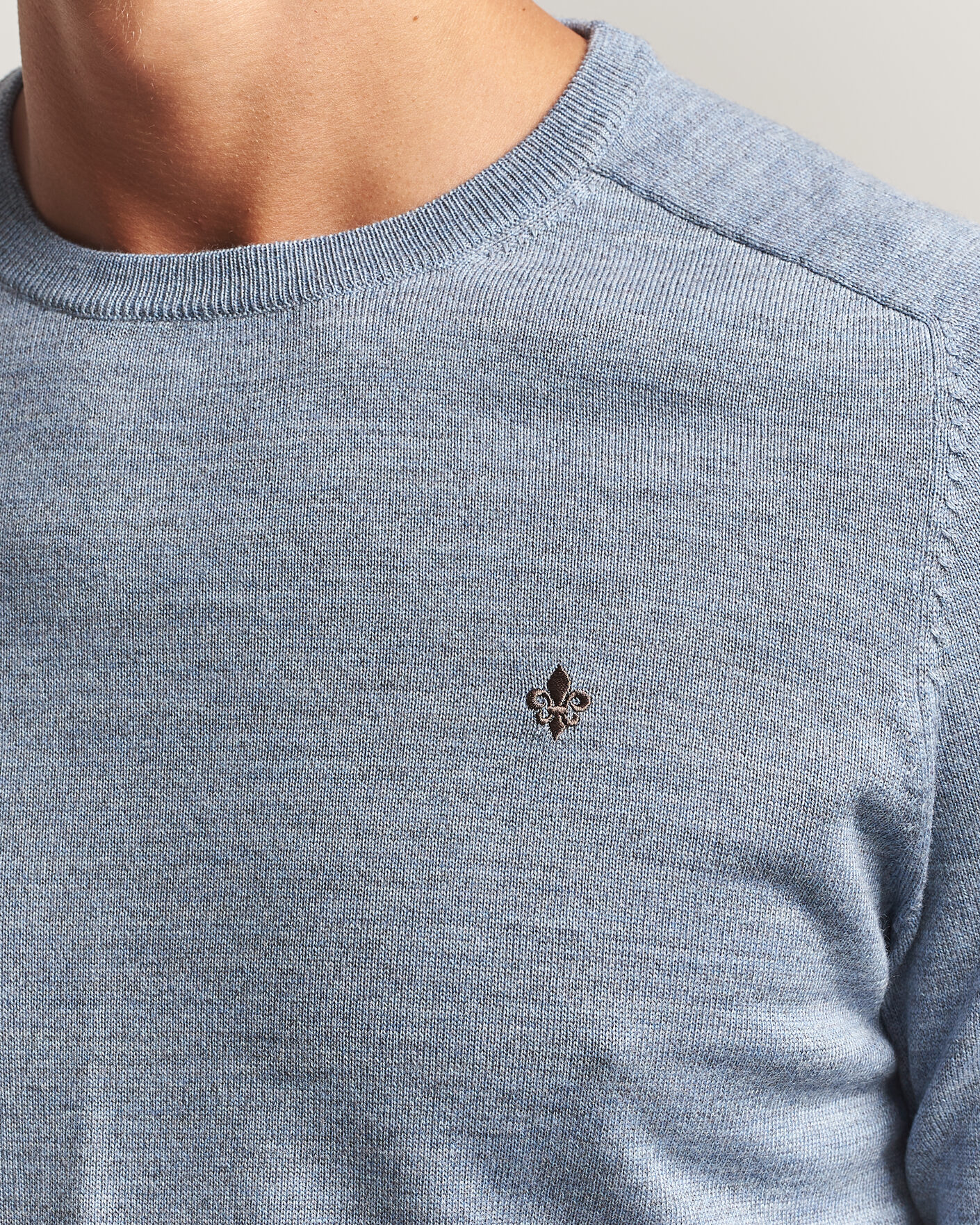 Heren | Truien | Morris | Merino O-Neck Light Blue