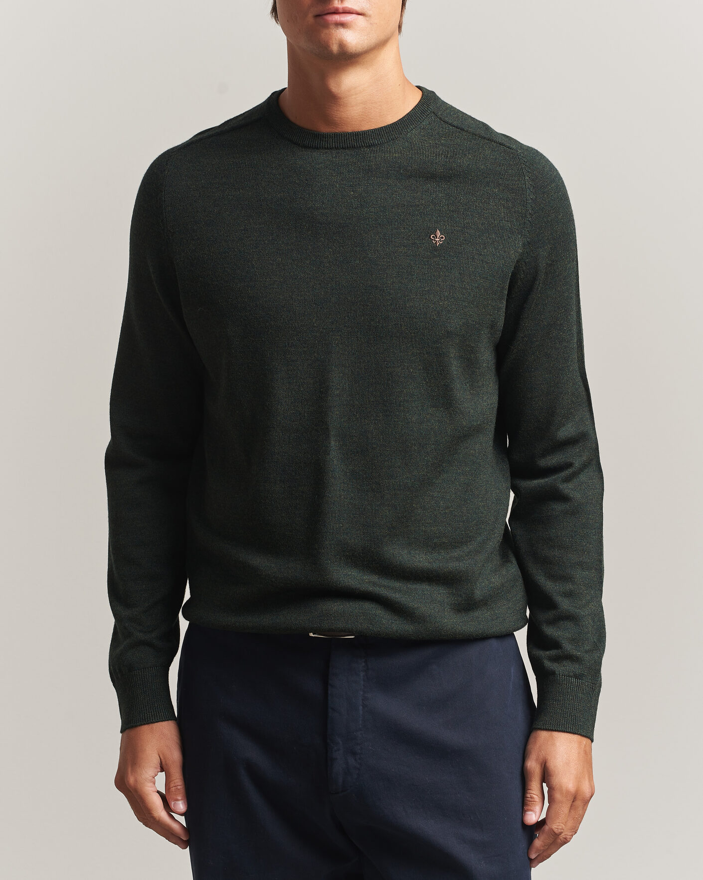 Heren | Truien | Morris | Merino O-Neck Olive