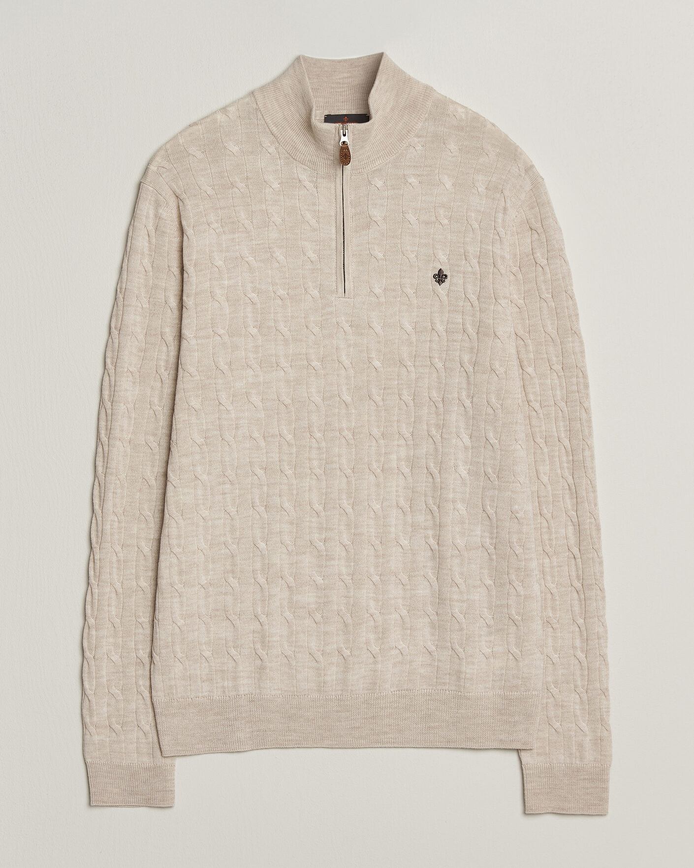 Heren | Truien | Morris | Merino Cable Half Zip Off White
