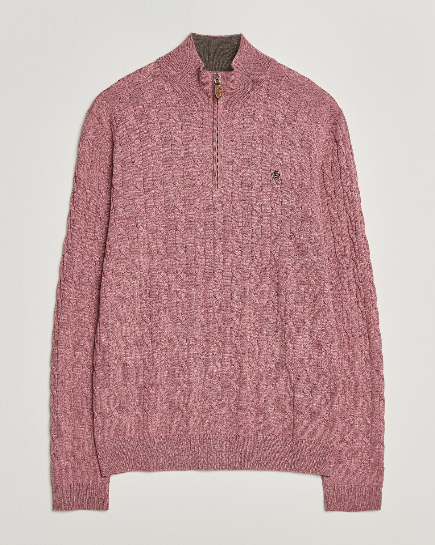 Heren | Truien | Morris | Merino Cable Half Zip Cerise