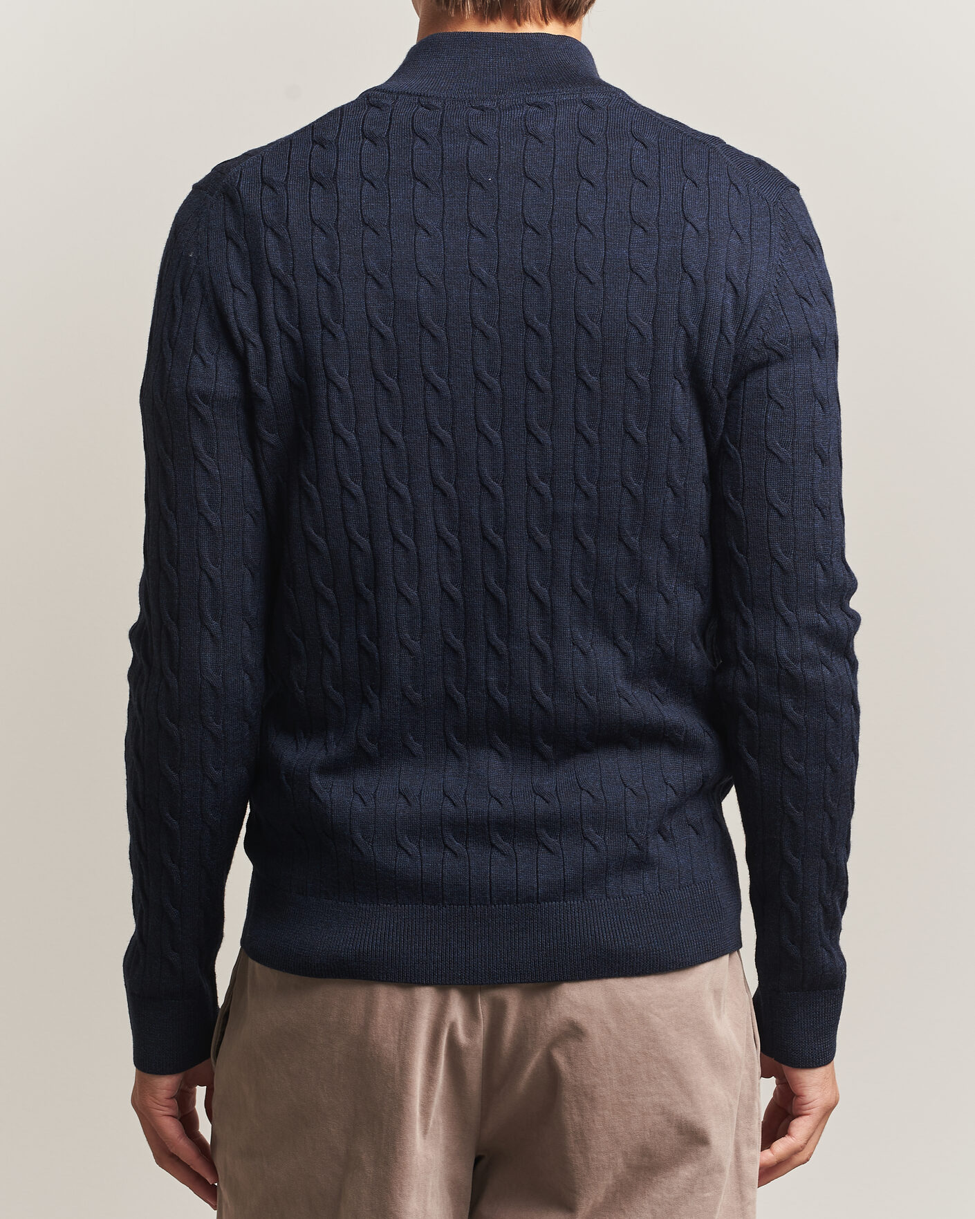 Heren | Truien | Morris | Merino Cable Half Zip Navy