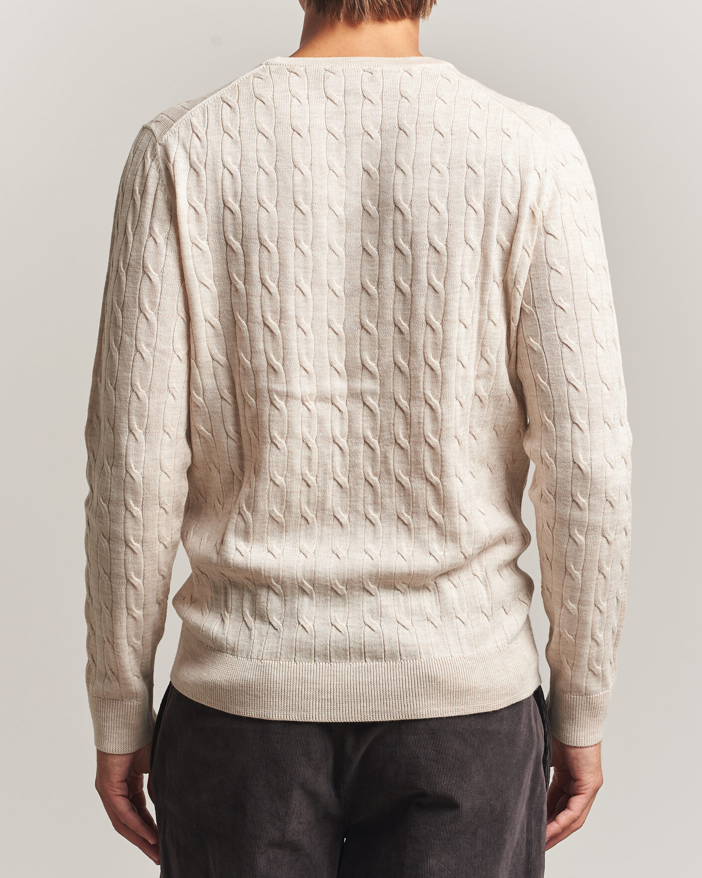 Heren | Truien | Morris | Merino Cable O-Neck Off White