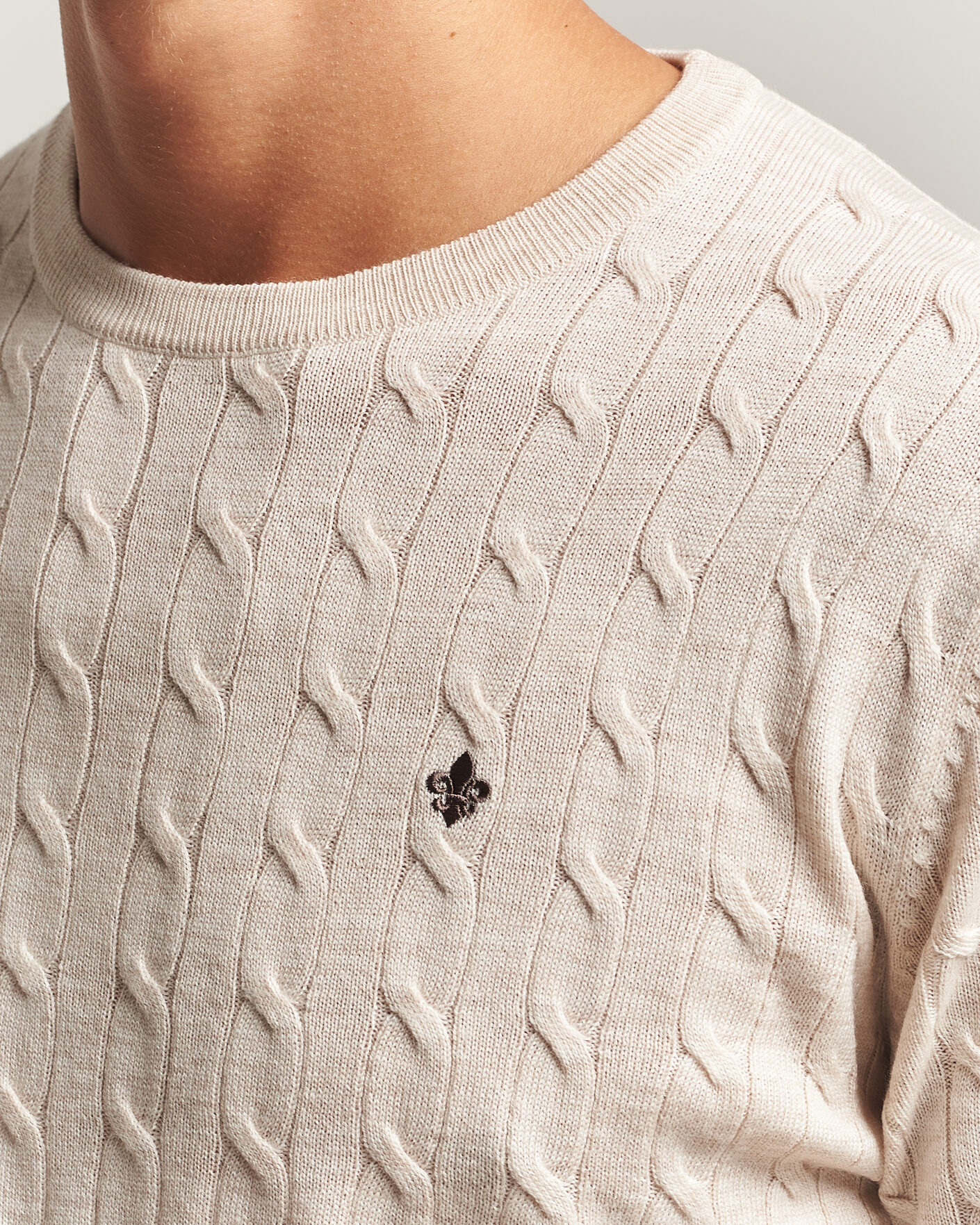 Heren | Truien | Morris | Merino Cable O-Neck Off White