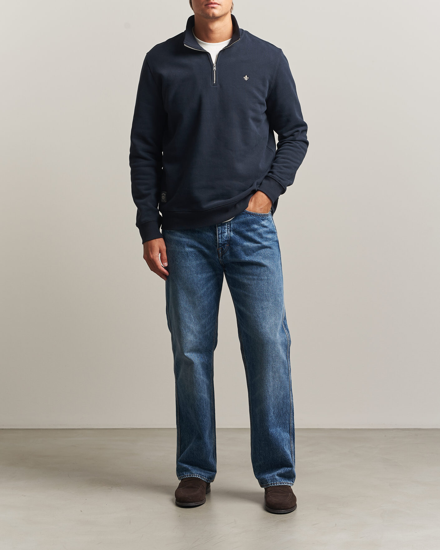 Heren | Truien | Morris | Brandon Lily Half Zip Old Blue