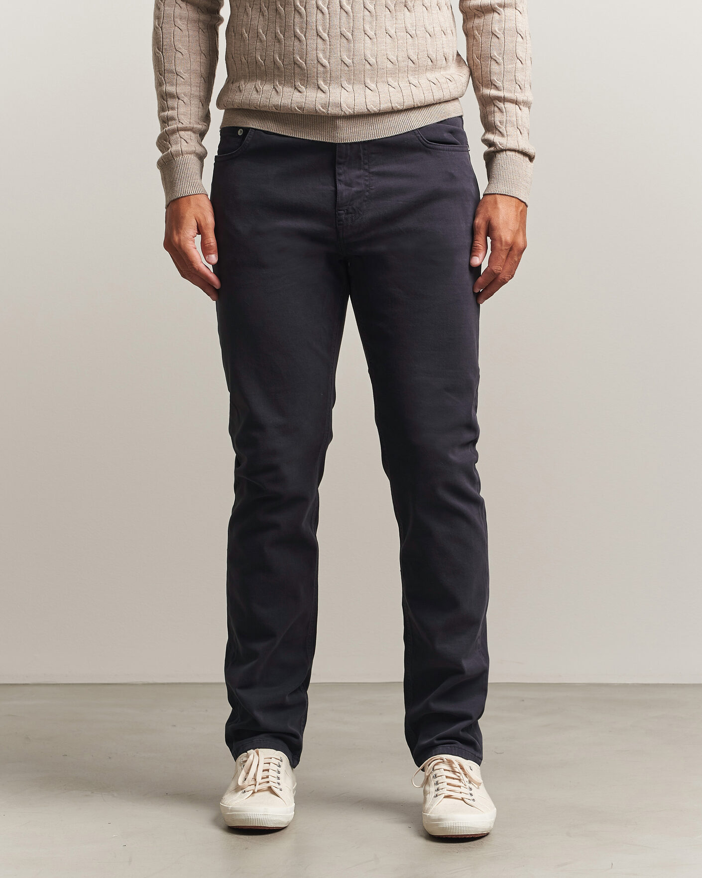 Heren | Broeken | Morris | James Brushed 5-Pocket Pant Blue