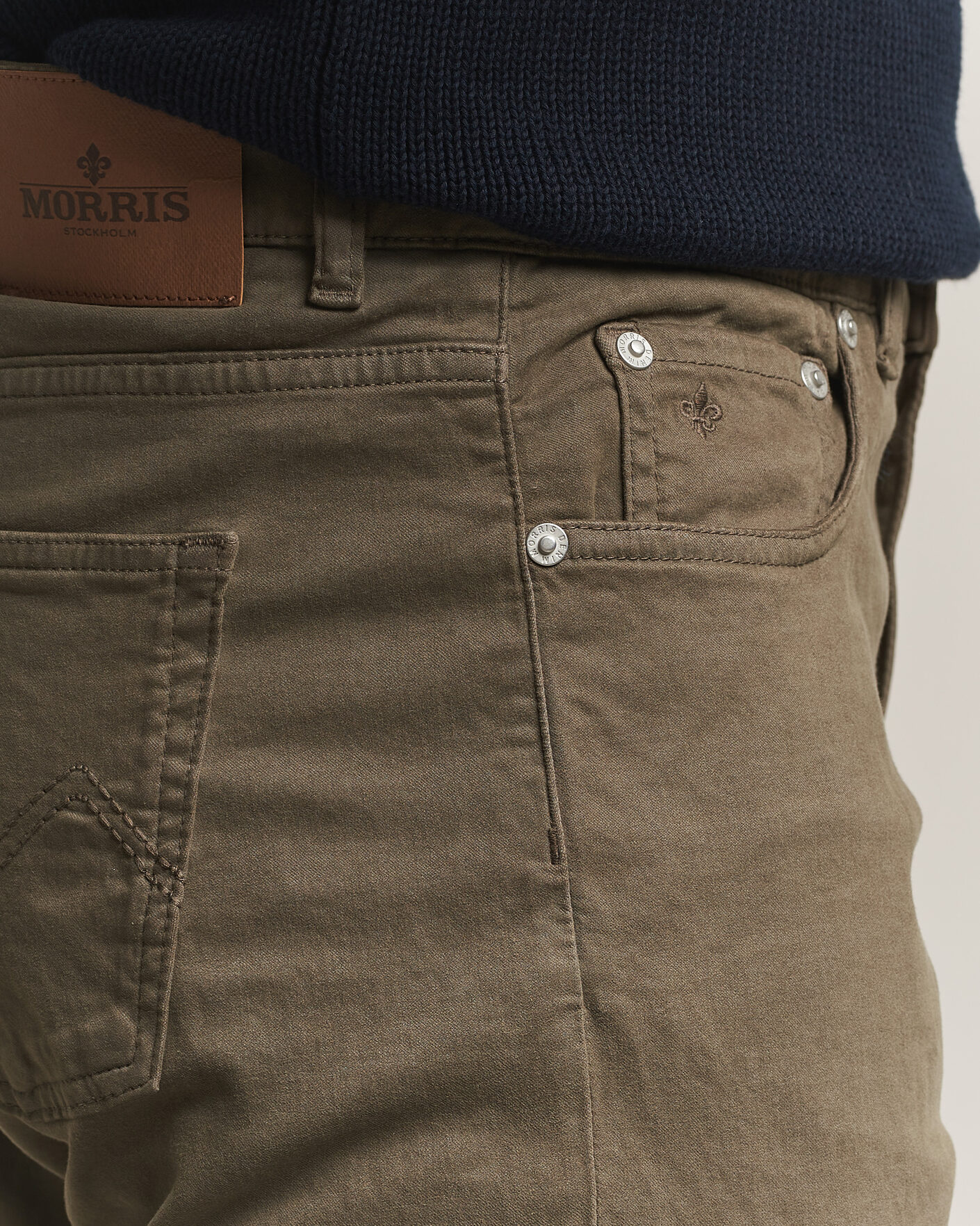 Heren | Broeken | Morris | James Brushed 5-Pocket Pant Olive