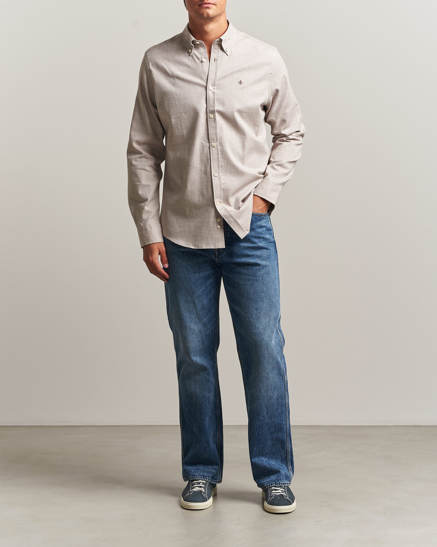 Heren | Overhemden | Morris | Watts Flannel Shirt Khaki