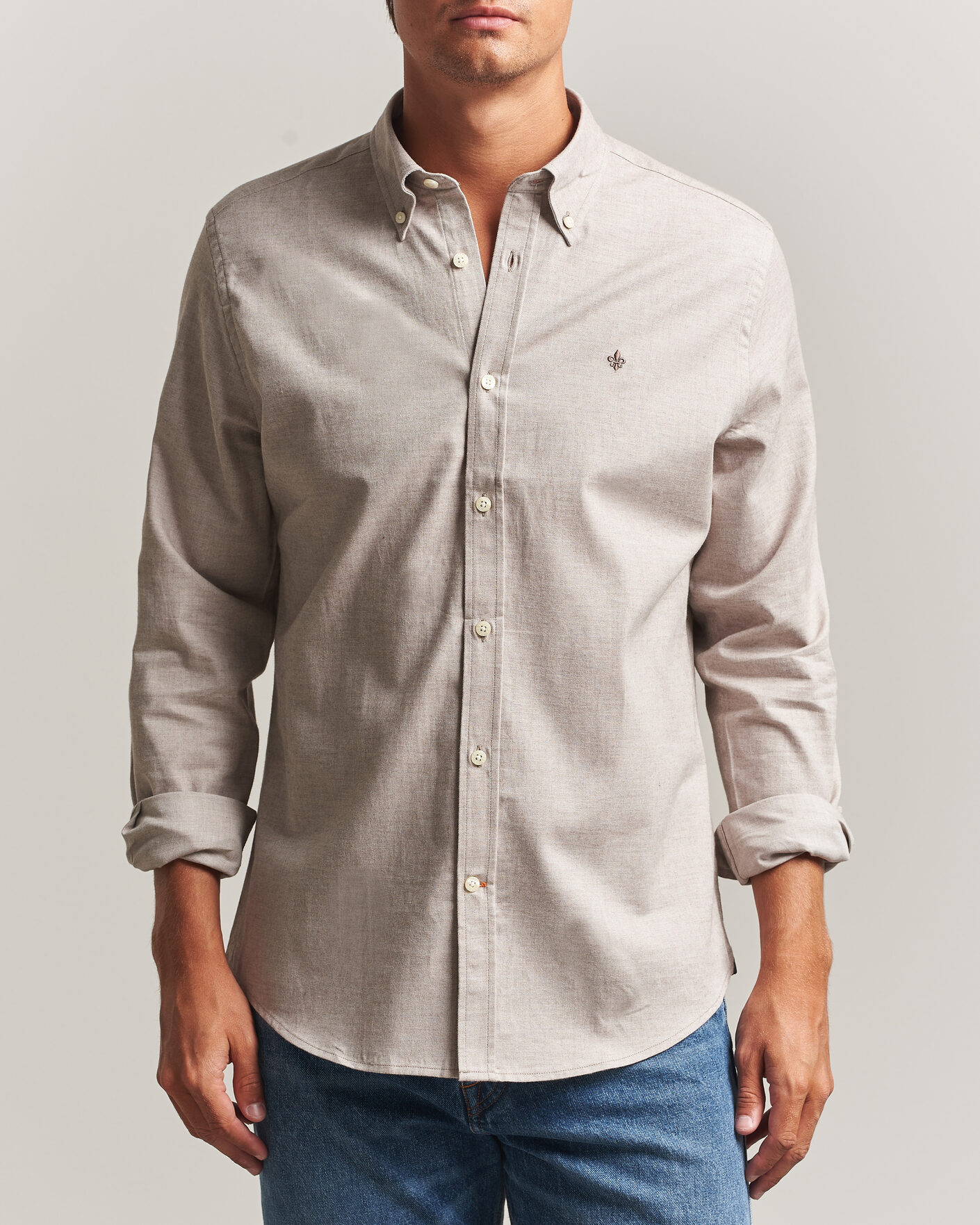 Heren | Overhemden | Morris | Watts Flannel Shirt Khaki