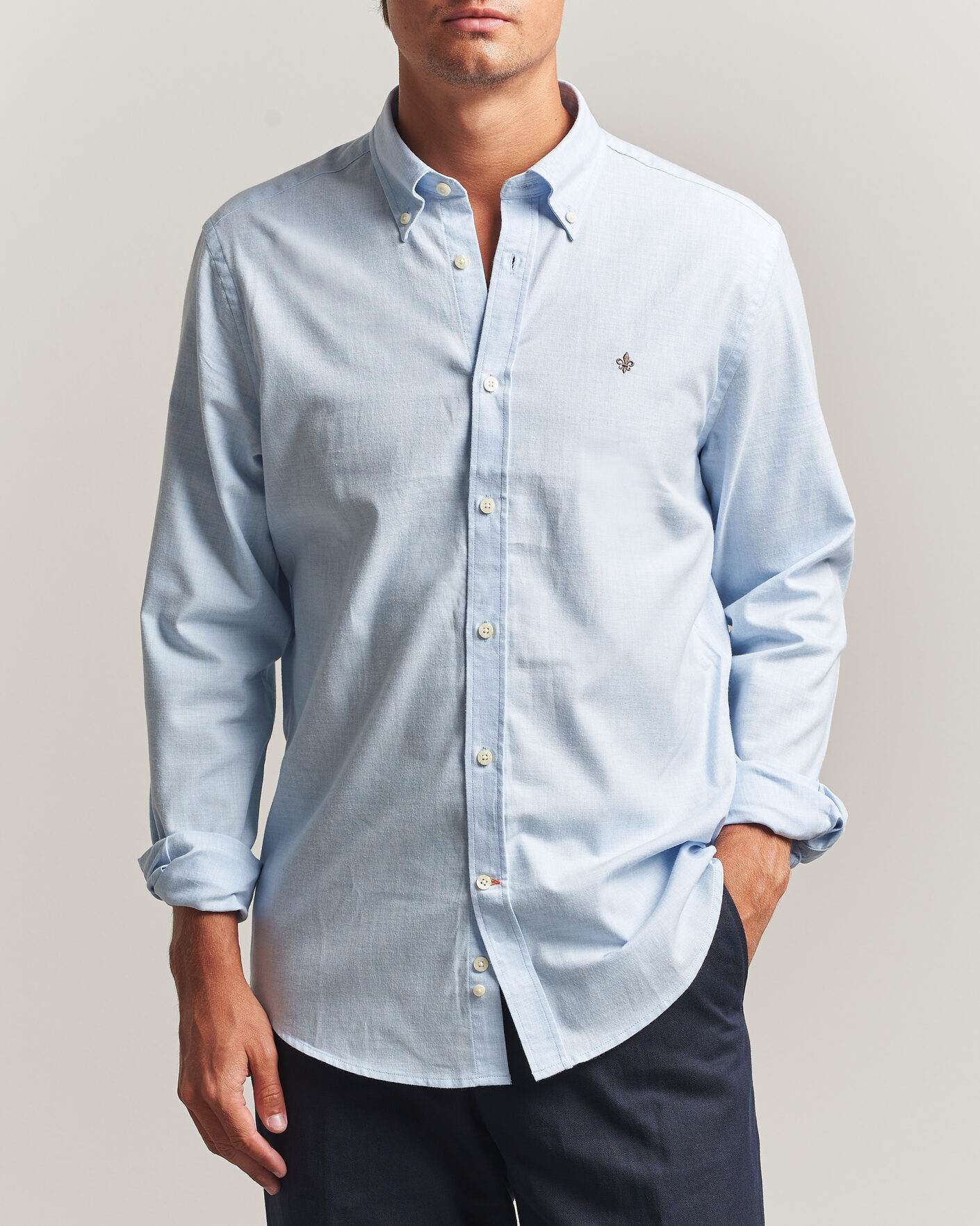 Heren | Overhemden | Morris | Watts Flannel Shirt Light Blue