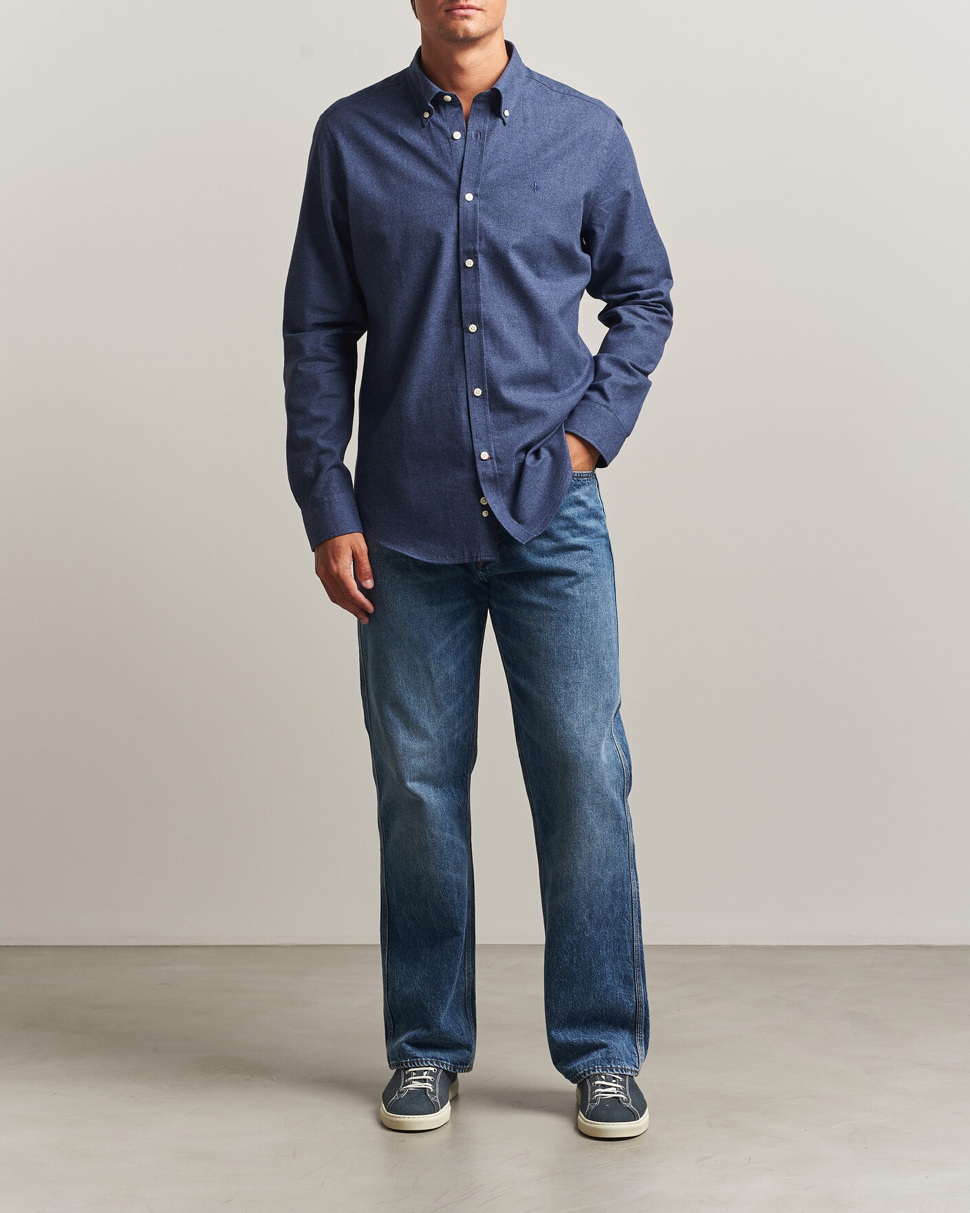 Heren | Overhemden | Morris | Watts Flannel Shirt Navy
