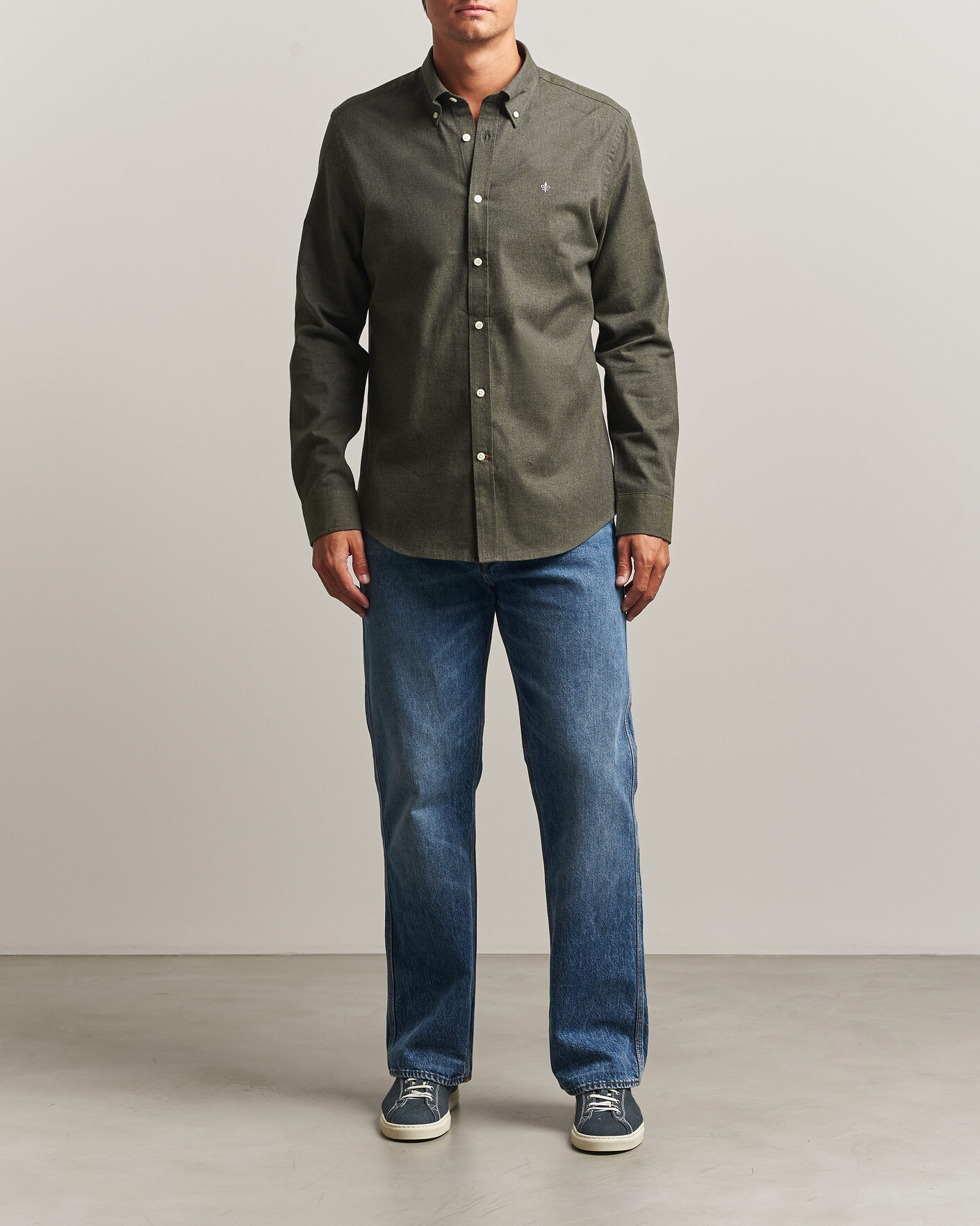 Heren | Overhemden | Morris | Watts Flannel Shirt Olive
