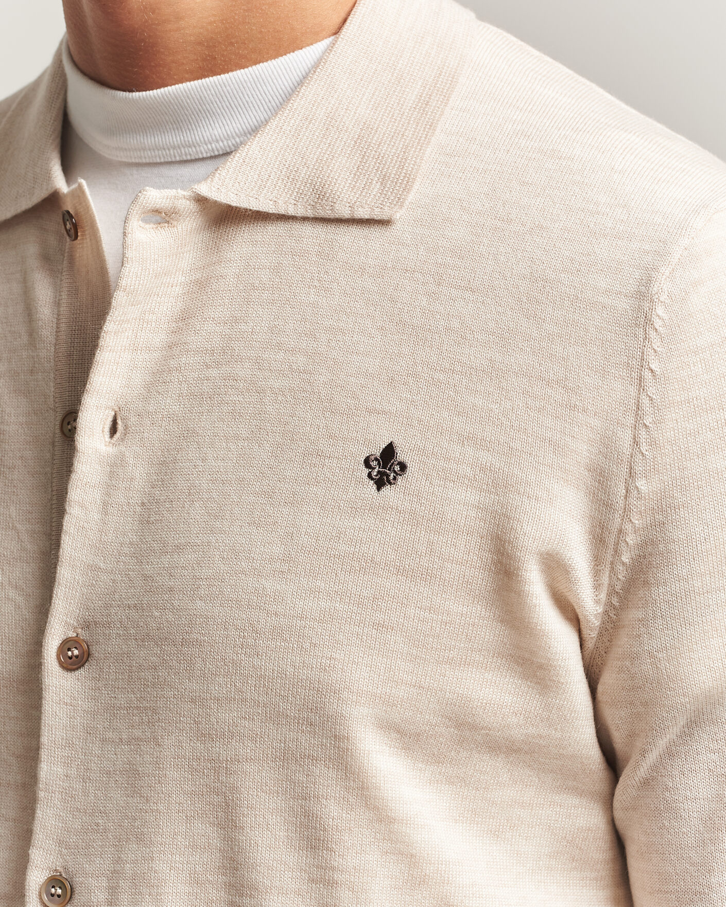 Heren | Overhemden | Morris | Merino Shirt Cardigan Off White