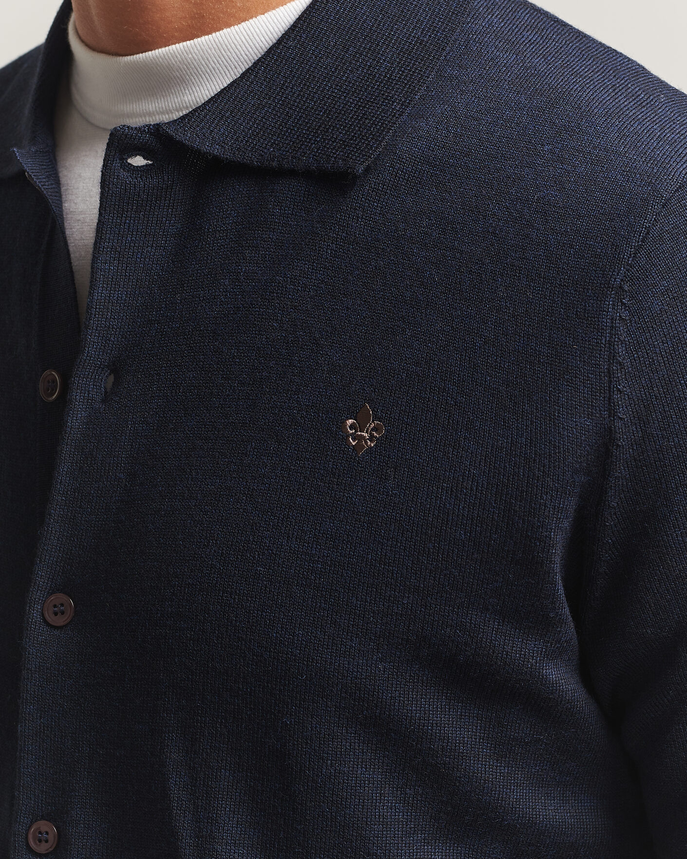 Heren | Overhemden | Morris | Merino Shirt Cardigan Navy