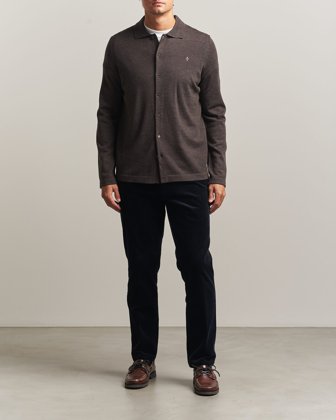 Heren | Overhemden | Morris | Merino Shirt Cardigan Brown