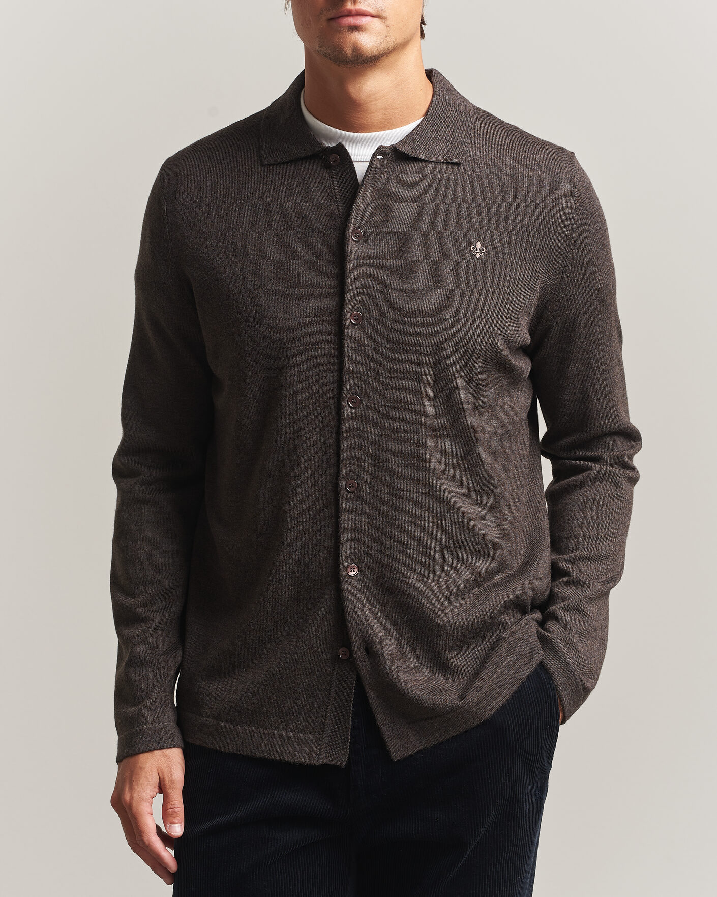 Heren | Overhemden | Morris | Merino Shirt Cardigan Brown