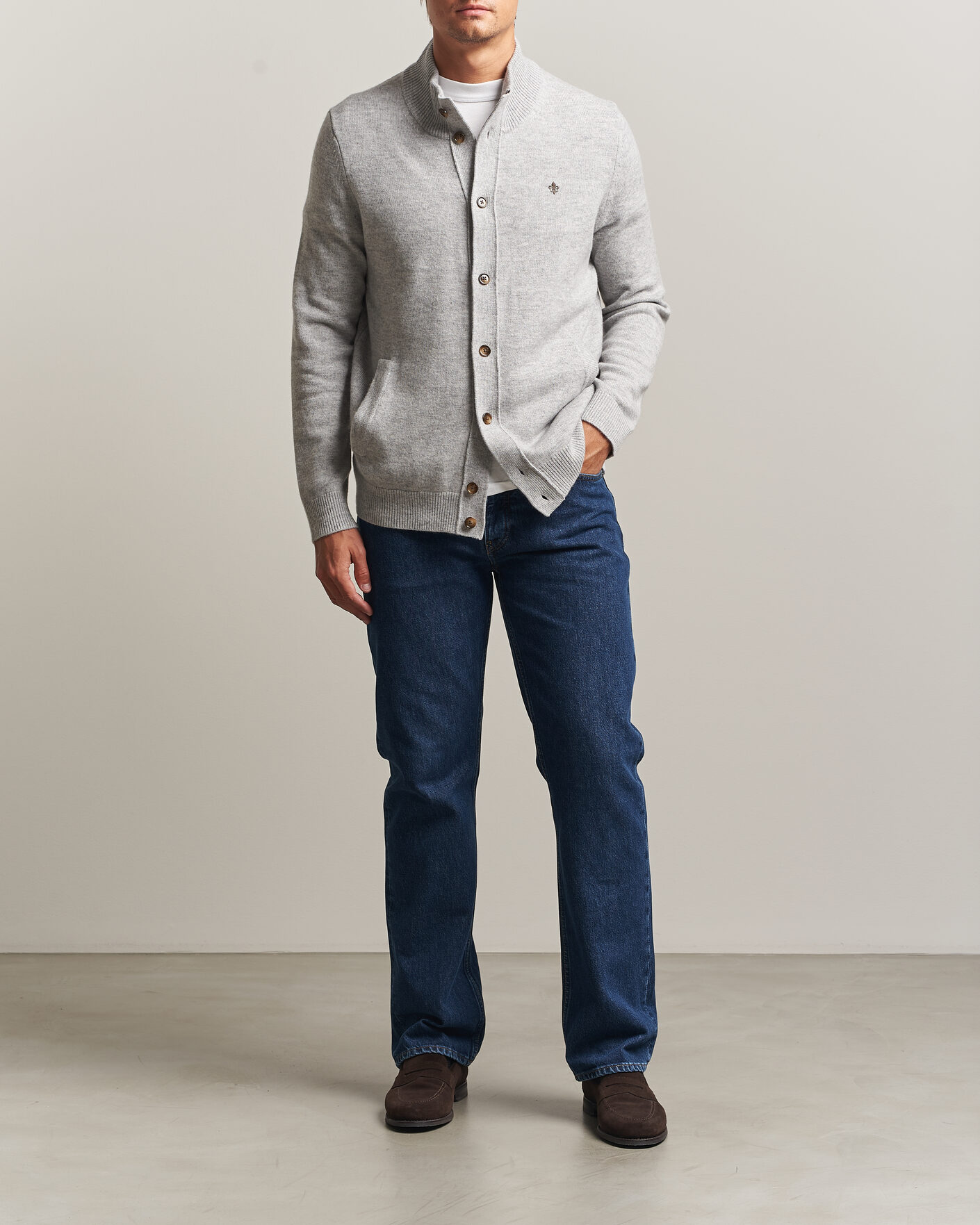 Heren | Truien | Morris | Hertford Button Cardigan Grey