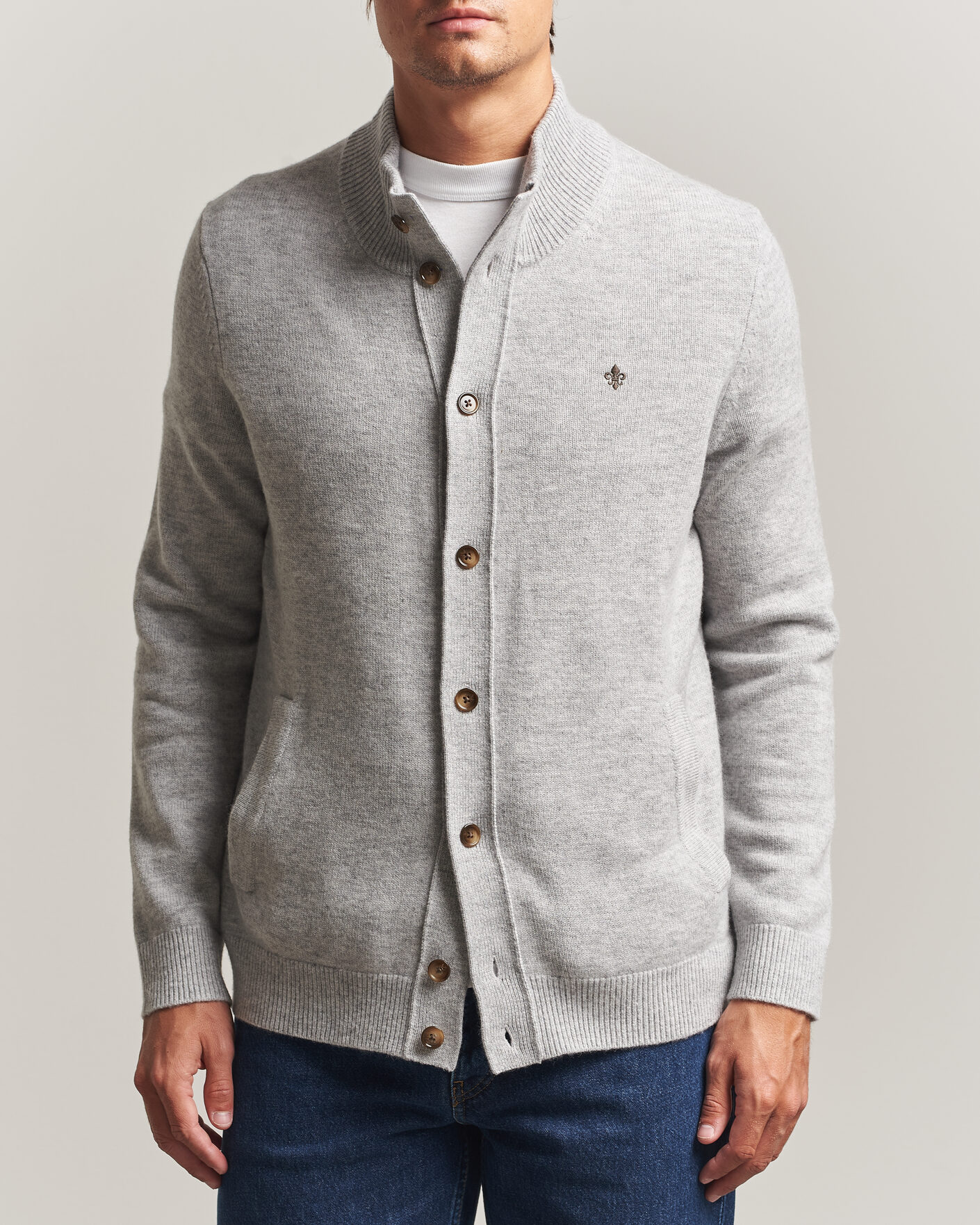Heren | Truien | Morris | Hertford Button Cardigan Grey