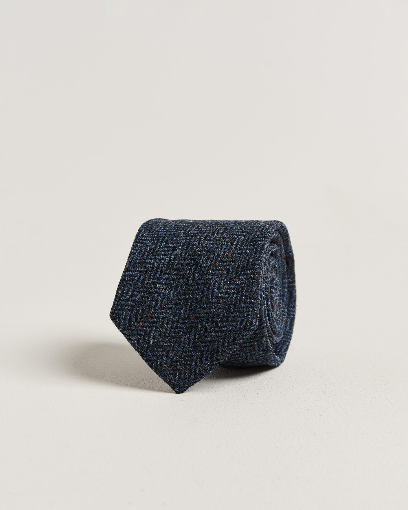 Heren | Stropdassen | Amanda Christensen | Wool Herringbone 8cm Tie Navy
