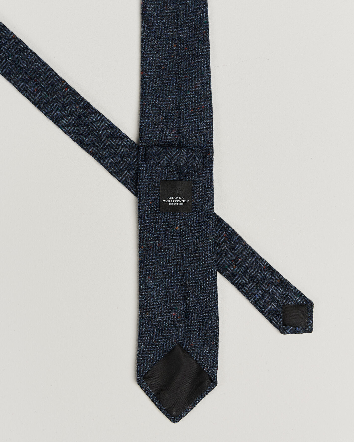 Heren | Stropdassen | Amanda Christensen | Wool Herringbone 8cm Tie Navy