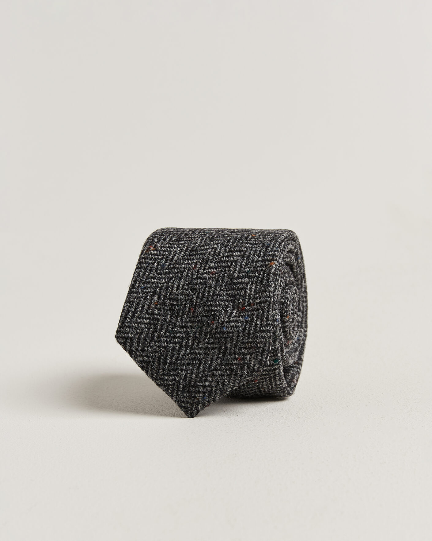 Heren | Stropdassen | Amanda Christensen | Wool Herringbone 8cm Tie Grey